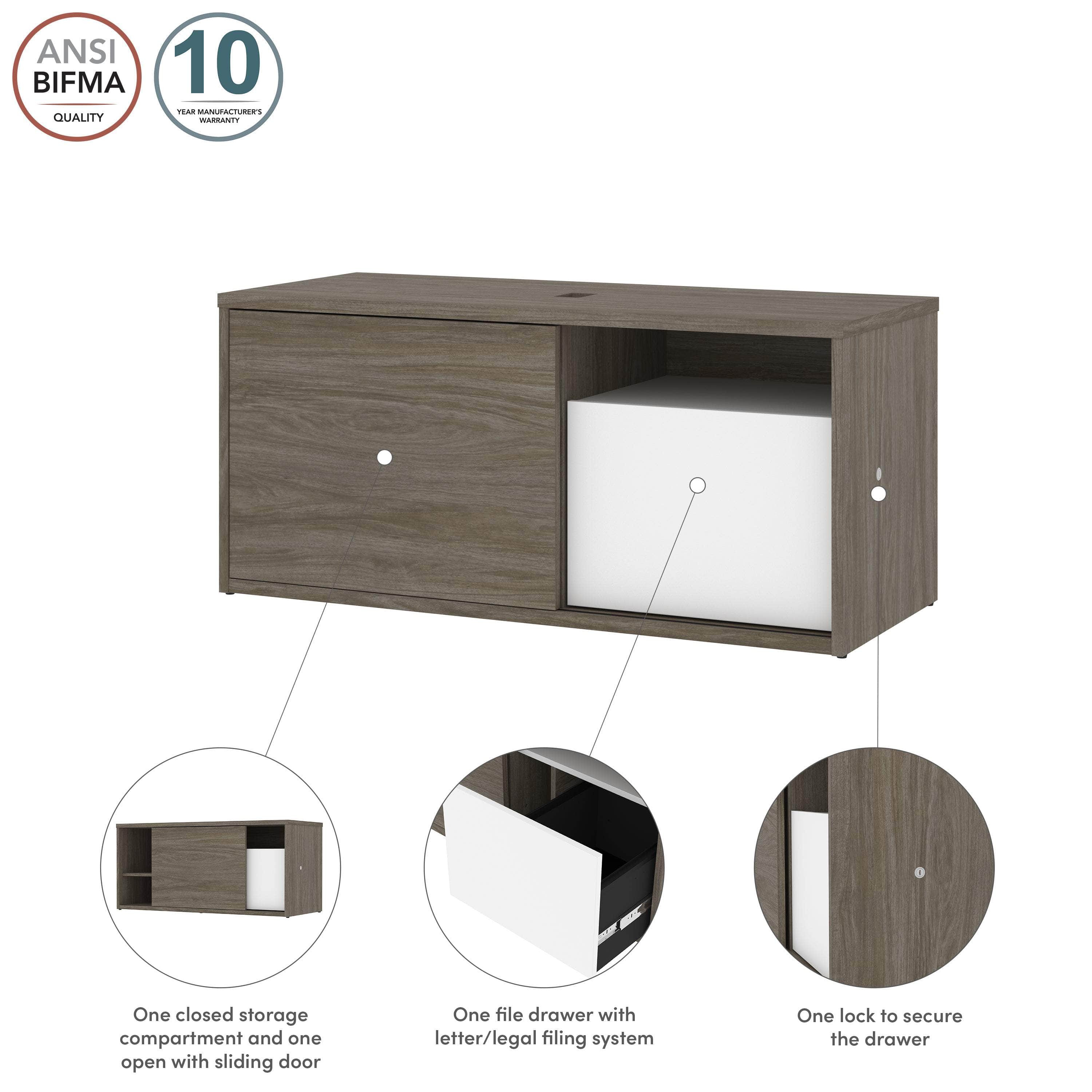 Pro Vega 47W Modern Wooden Credenza with Storage - 2 Color Options (Walnut & White) - Perfect for Living Room, Bedroom or Home Office Furniture