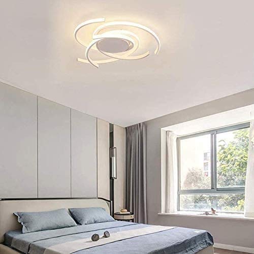 Dimmable LED Ceiling Light with Remote Control - Modern Spiral Flower Design in White - Perfect for Bedroom, Living Room & Kitchen - Stainless Steel Bracket Light for Home Decor & Ambient Lighting