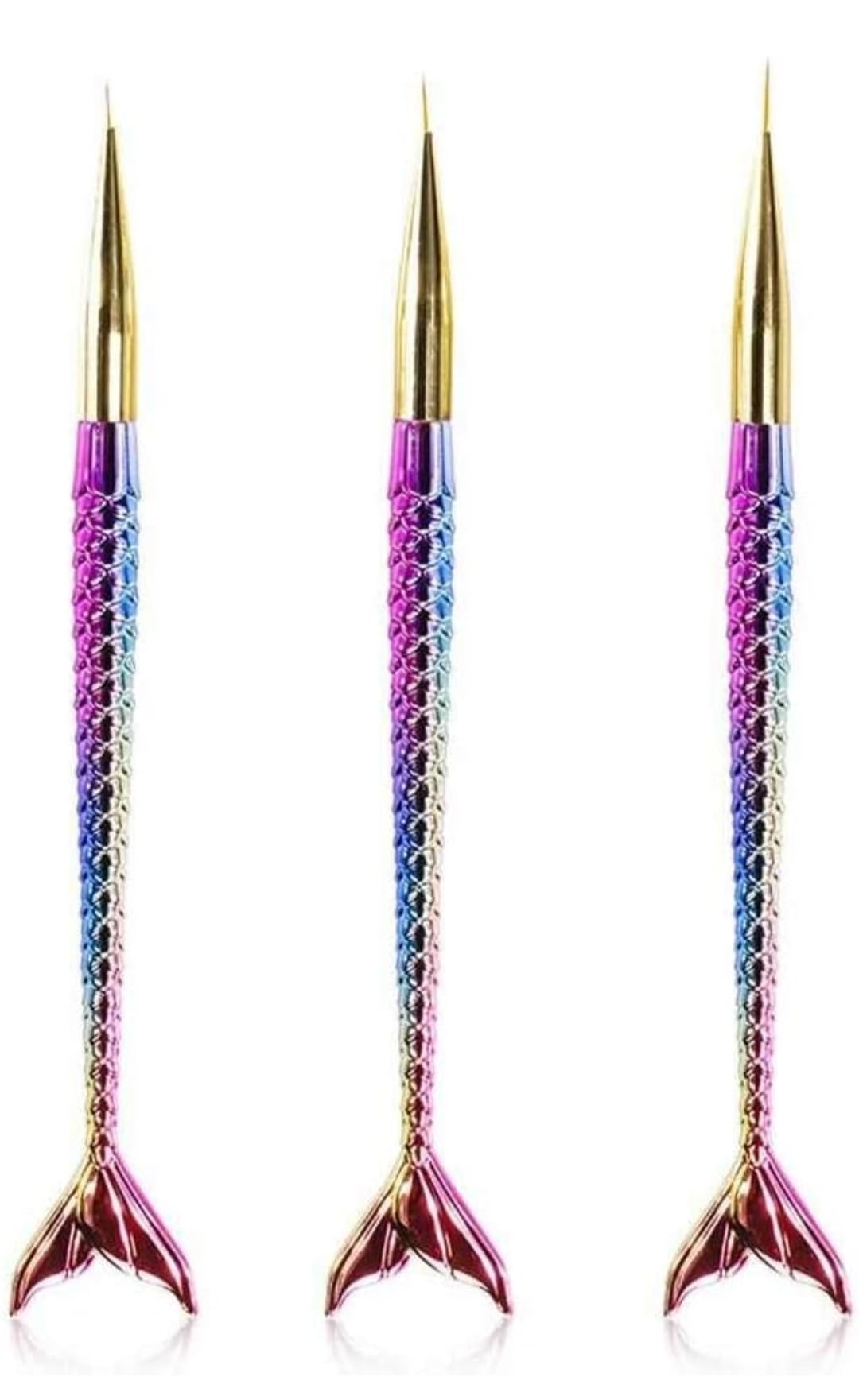 White Stripes Fishtail Nail Brush - Gradient Pen Design for Nail Art Drawing & Painting | Perfect for Salon, Home Manicure & DIY Nail Designs