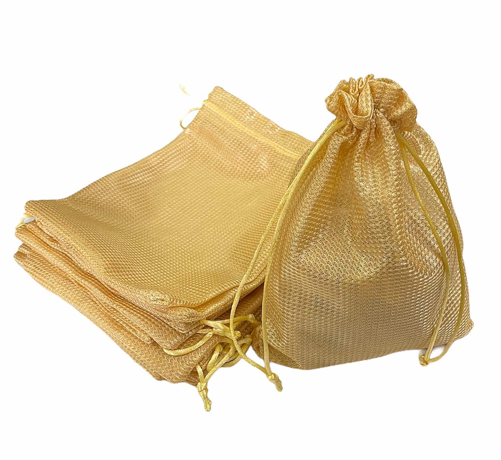 Krisah 12-Pack Self Design Potli Bags 23x18cm - Perfect for Wedding Favors, Party Gifts & Indian Festival Celebrations