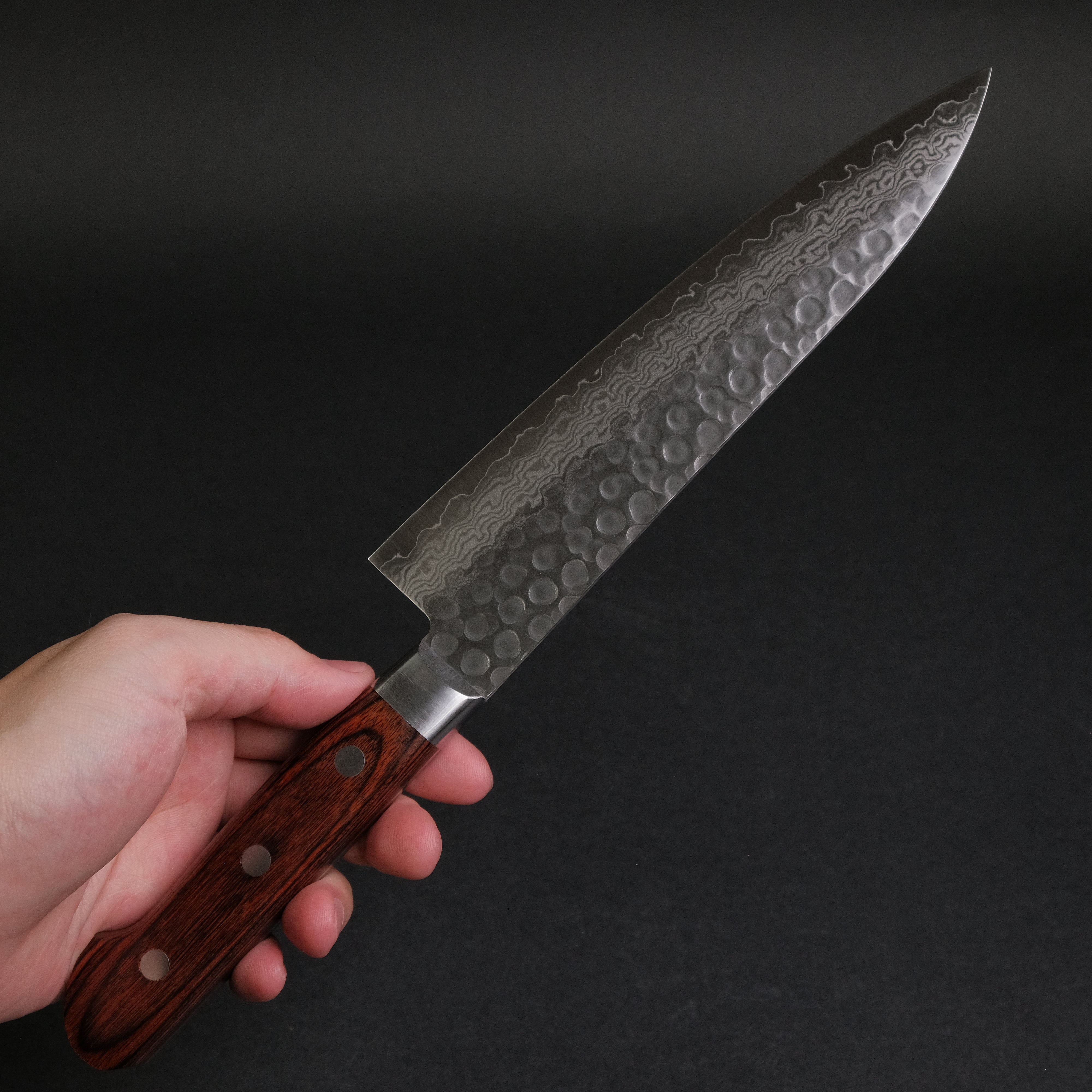 Hitohira HG Tsuchime Damascus Gyuto 180mm Japanese Chef Knife with Imitation Mahogany Handle - Perfect for Slicing, Dicing, and Precision Cooking in Professional Kitchens