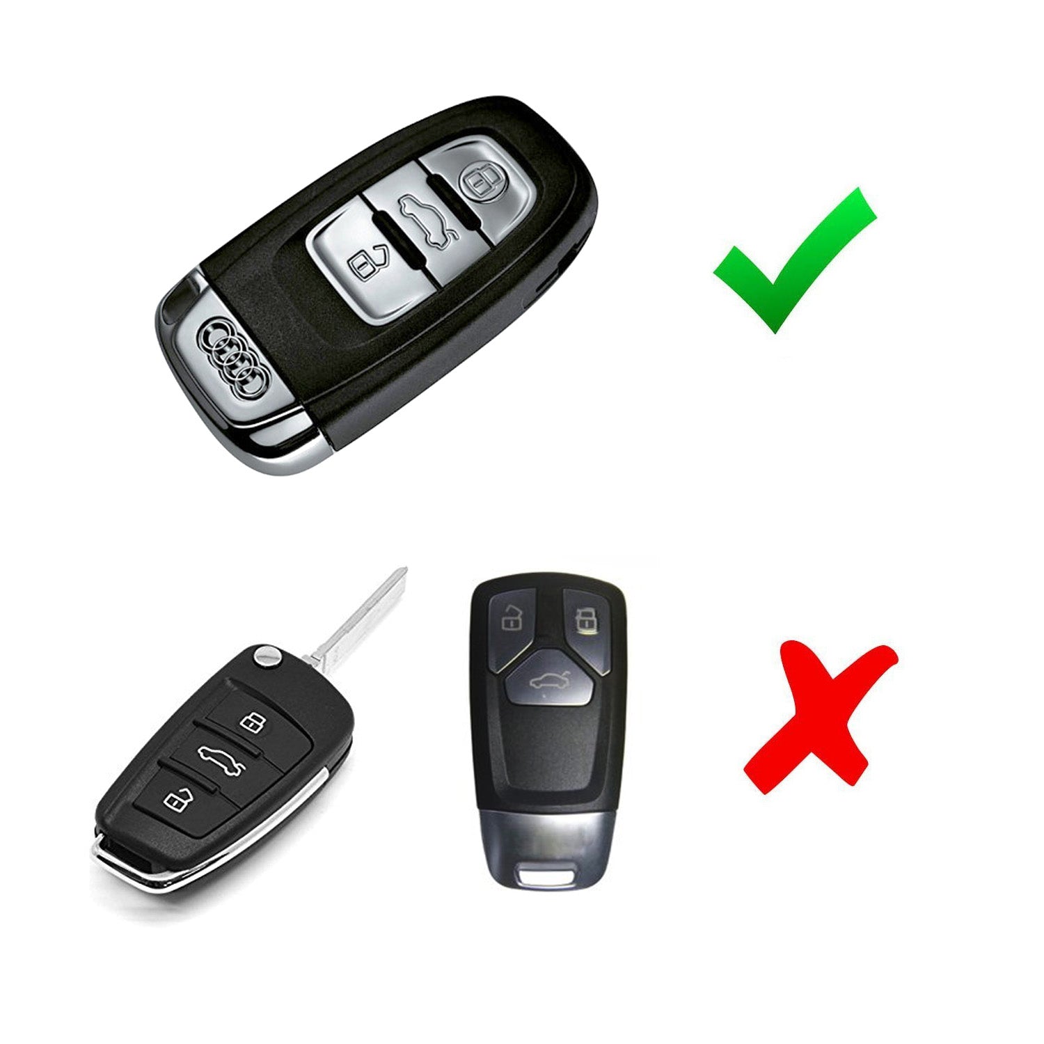 Durable Chrome Blue TPU Key Fob Cover for Audi A3 A4 A5 A6 A7 Q3 Q5 Q7 - 3 Button Keyless Entry Remote Protector | Scratch-Resistant & Shockproof Case for Everyday Use & Car Protection