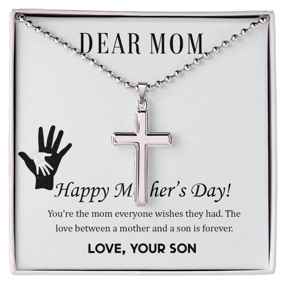 Elegant Cross Necklace for Mom - Perfect Mother's Day Gift from Son | Thoughtful Jewelry for Birthday, Anniversary & Special Occasions