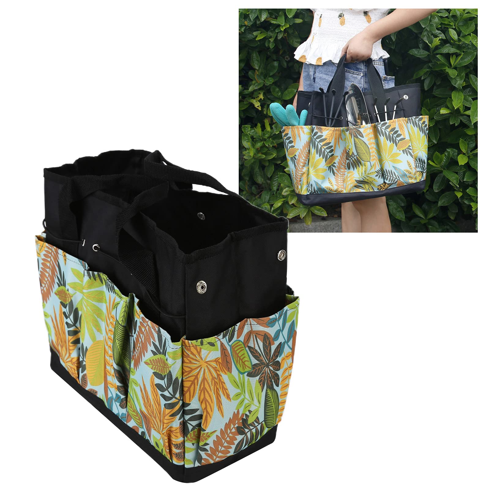 **Flower Print Garden Tool Bag - Multifunctional Portable Gardening Storage Tote with Pockets - Perfect for Organizing Tools, Seeds & Supplies (Ideal for Home Gardeners & Landscaping)**
