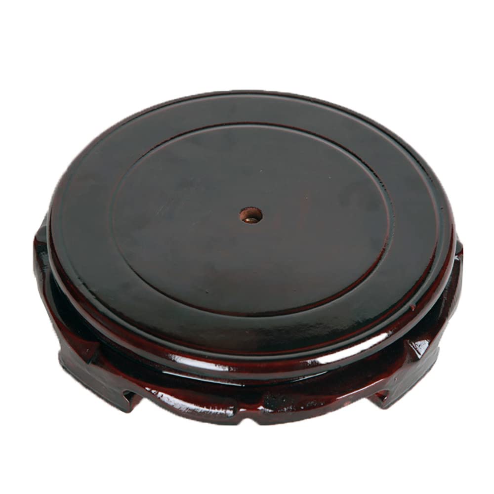 Rotating Wooden Display Stand for Vases, Plants, Fishbowls & Buddha Statues - 2.4'' Round Craft Pedestal Base | Home Decor, Office Desk & Meditation Space Accent