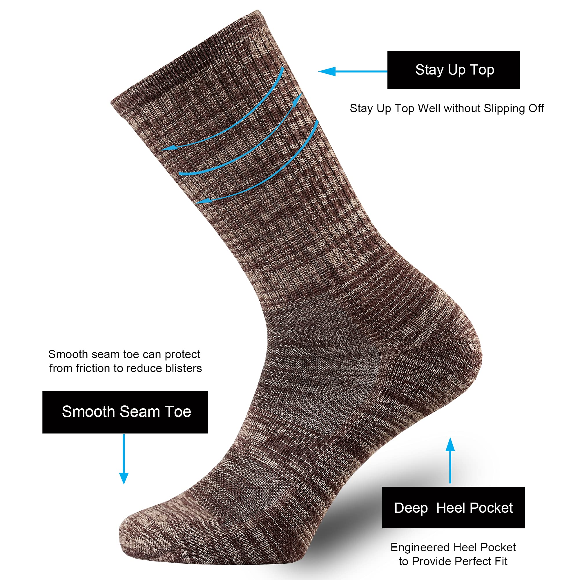ONKE Merino Wool Cushion Crew Socks for Men - Moisture Wicking, Breathable & Comfortable Hiking Socks for Outdoor Activities, Walking & Daily Wear