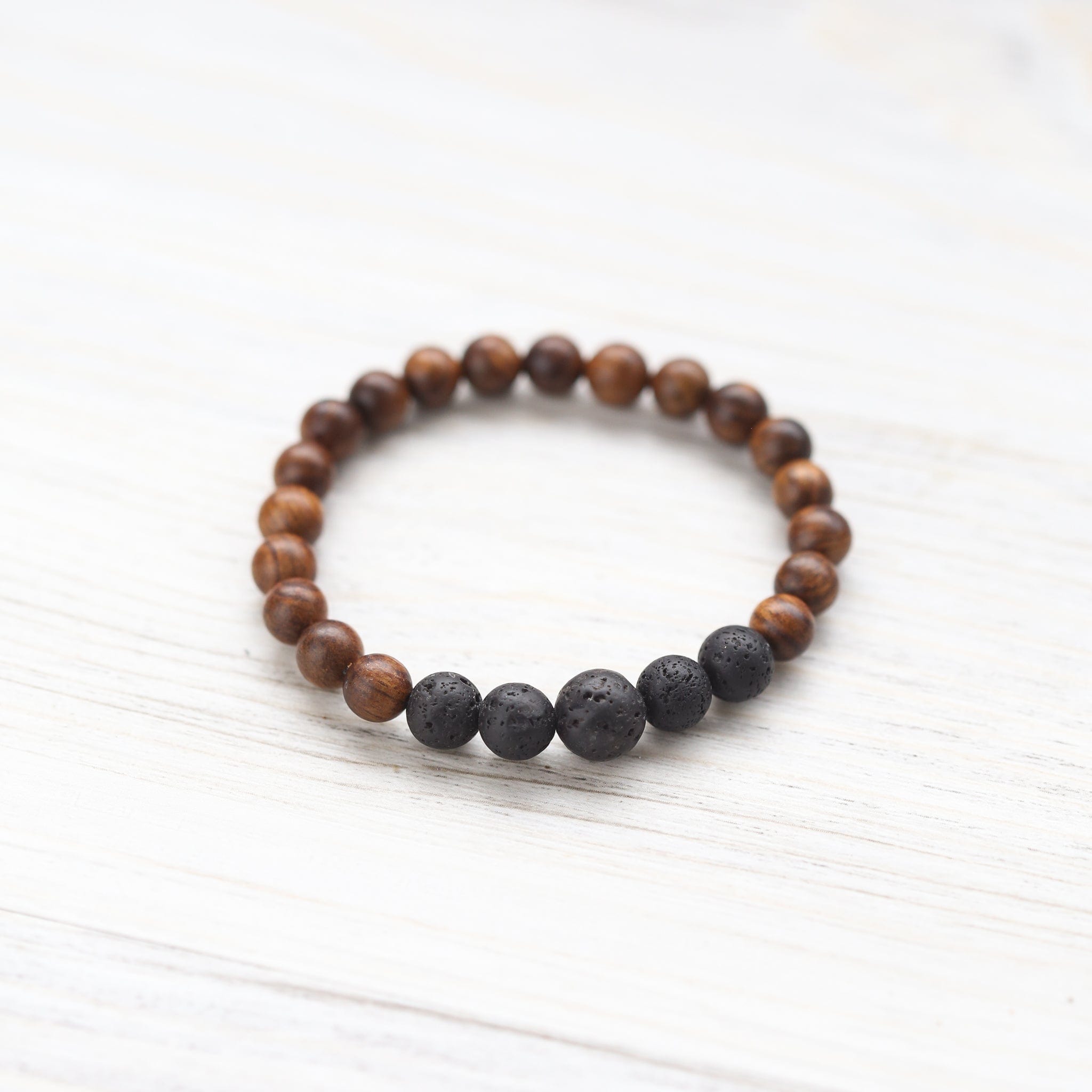 Natural Healing Wood & Lava Rock Bracelet for Men Women - Stress Relief, Positive Energy, Chakra Balancing - Perfect for Yoga, Meditation & Daily Wear