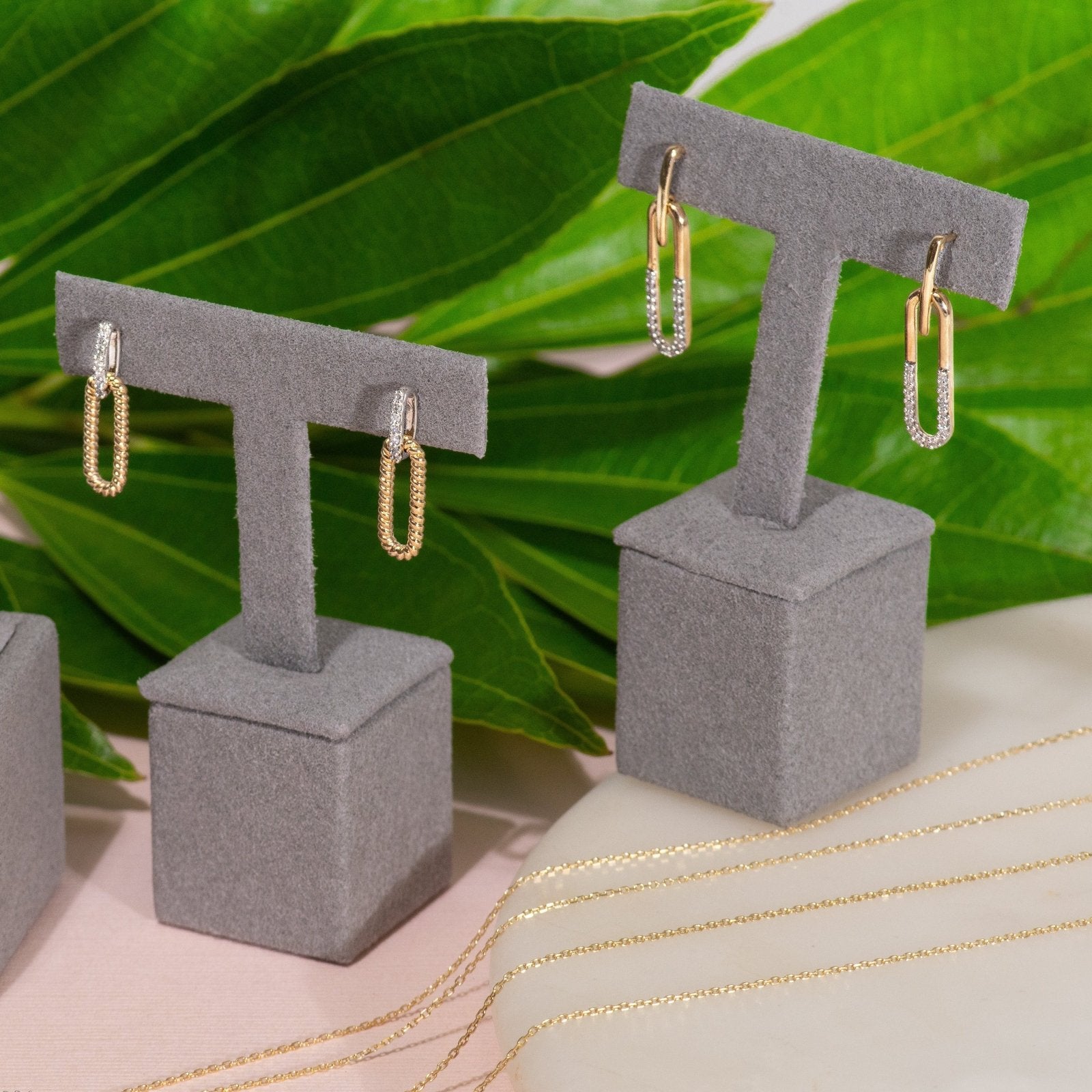 10k Yellow Gold Dangling Cable Twisted Paperclip Stud Earrings - Elegant Everyday Jewelry for Work & Date Night