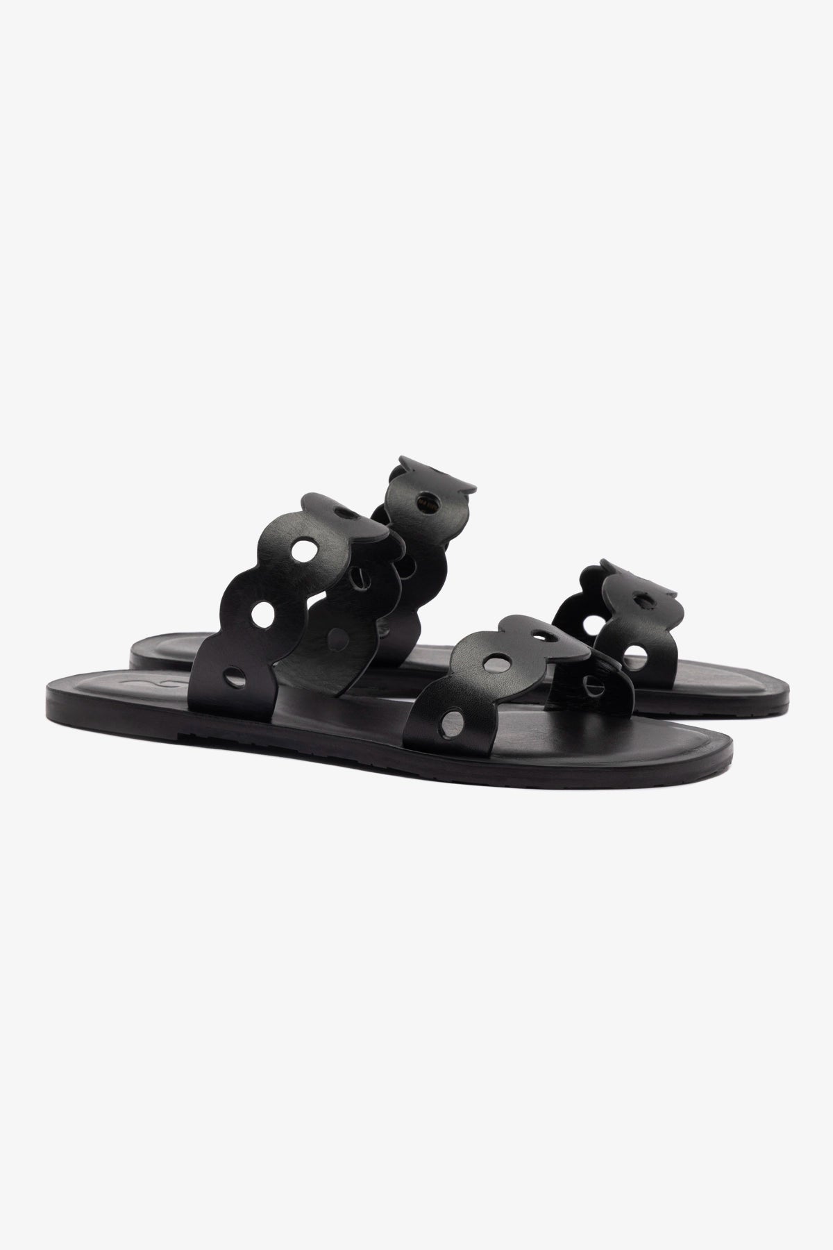Florence Black Leather Flat Mules for Women - Comfortable Slip-On Loafers for Casual Outfits, Office Wear & Everyday Use