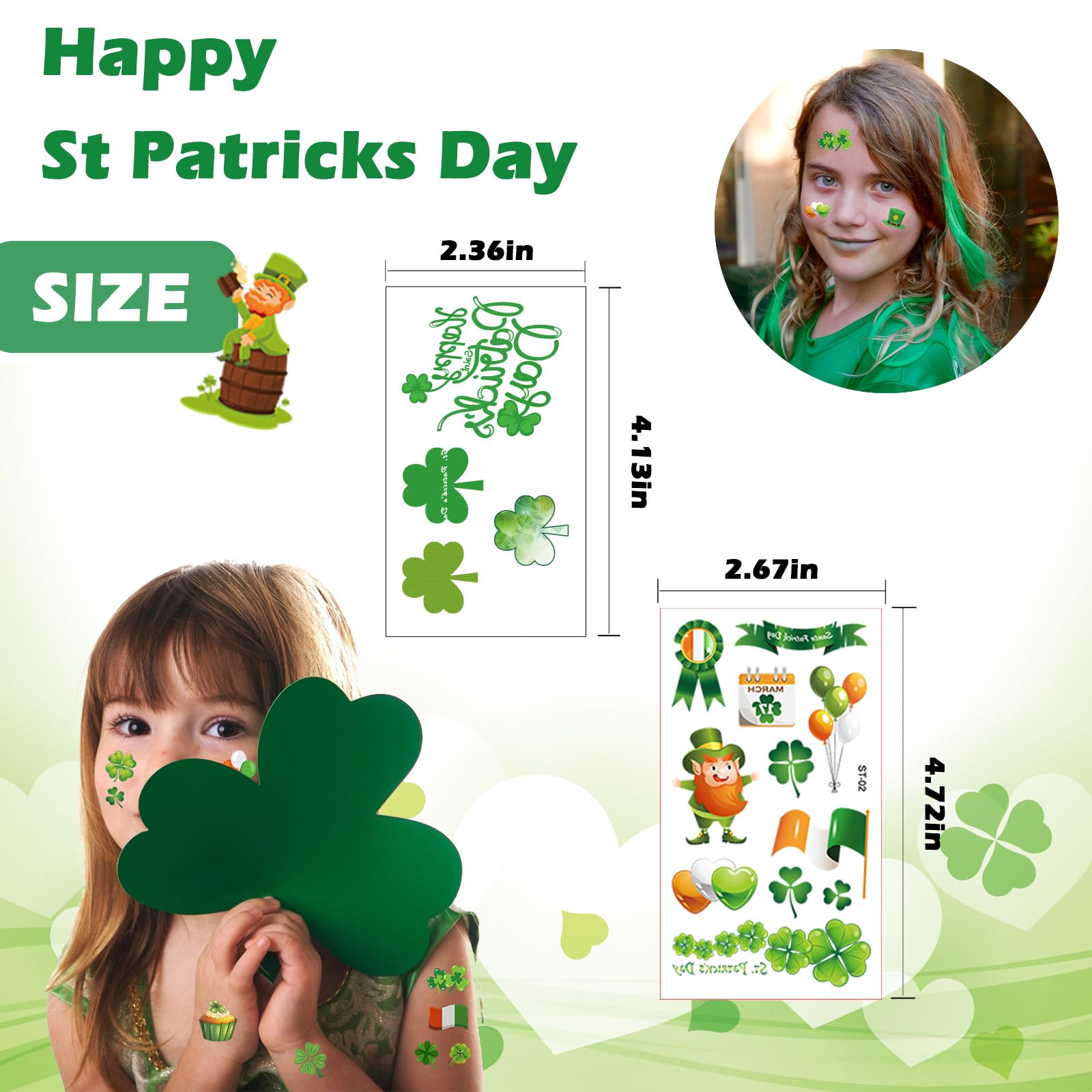 16 Unique St. Patrick's Day Temporary Tattoos - Shamrock, Gnomes & Hats Designs for Adults & Kids | Irish Party Decorations, Face Stickers & Festive Accessories | Perfect for St. Paddy's Day Celebrations, Parades & Themed Parties