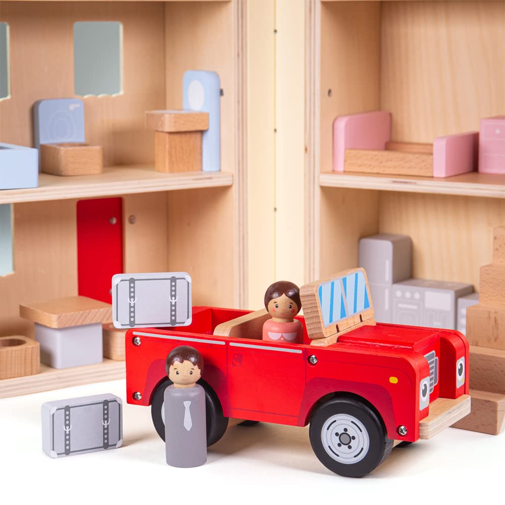 Bigjigs Toys My First Dolls House - Wooden Dollhouse for Toddlers with 13pc Furniture Set | Girls Pretend Play Toy | Perfect Gift for 3 Year Old | Indoor Imaginative Play & Early Childhood Development