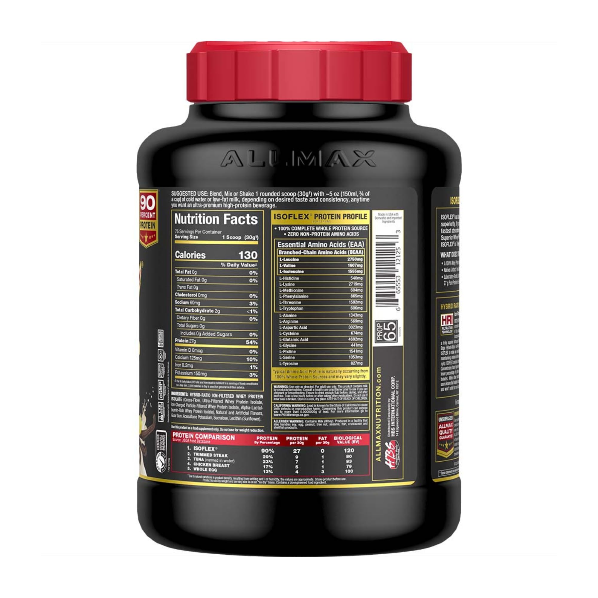 ALLMAX Nutrition ISOFLEX Whey Protein Isolate Powder - 27g Protein per Serving, 5lb Vanilla Flavor for Muscle Recovery & Post-Workout - Ideal for Gym, Fitness & Bodybuilding