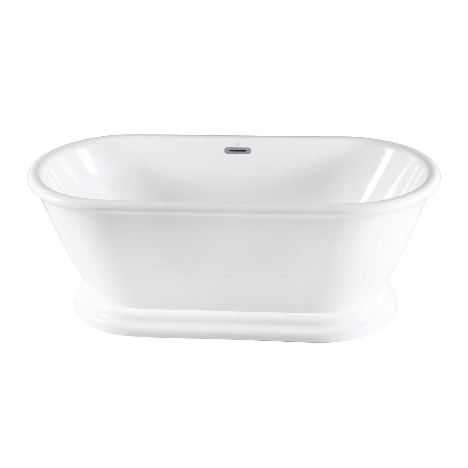 Aqua Eden 71 Inch Acrylic Oval Double-Ended Freestanding Bathtub - Glossy White Pedestal Soaking Tub with Drain (No Faucet Holes) | Luxury Bathroom Centerpiece for Spa-Like Relaxation