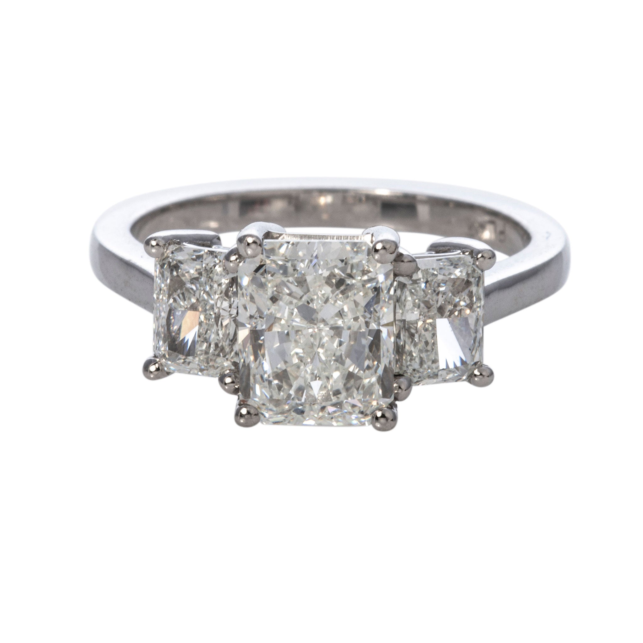 3ctw Radiant Cut Diamond Three Stone Platinum Engagement Ring for Women - Perfect for Proposals, Anniversaries & Special Occasions