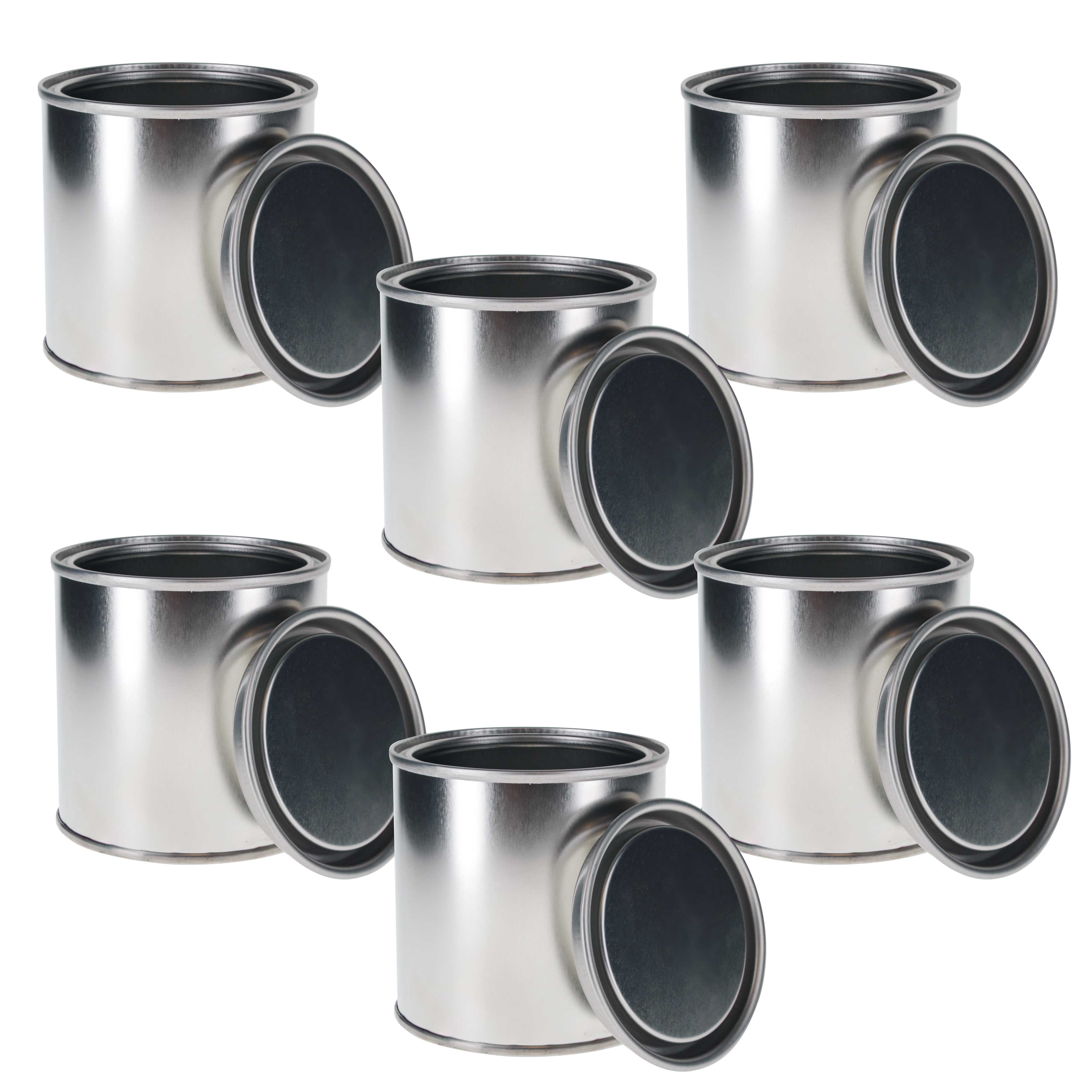 1/2 Pint Unlined Empty Metal Paint Can Bucket with Triple Tight Lid Seal - 8 oz Steel Coating Storage Container (Pack of 6) - Perfect for Oil-Based Paint, Art Supplies, DIY Crafts & Home Improvement Projects