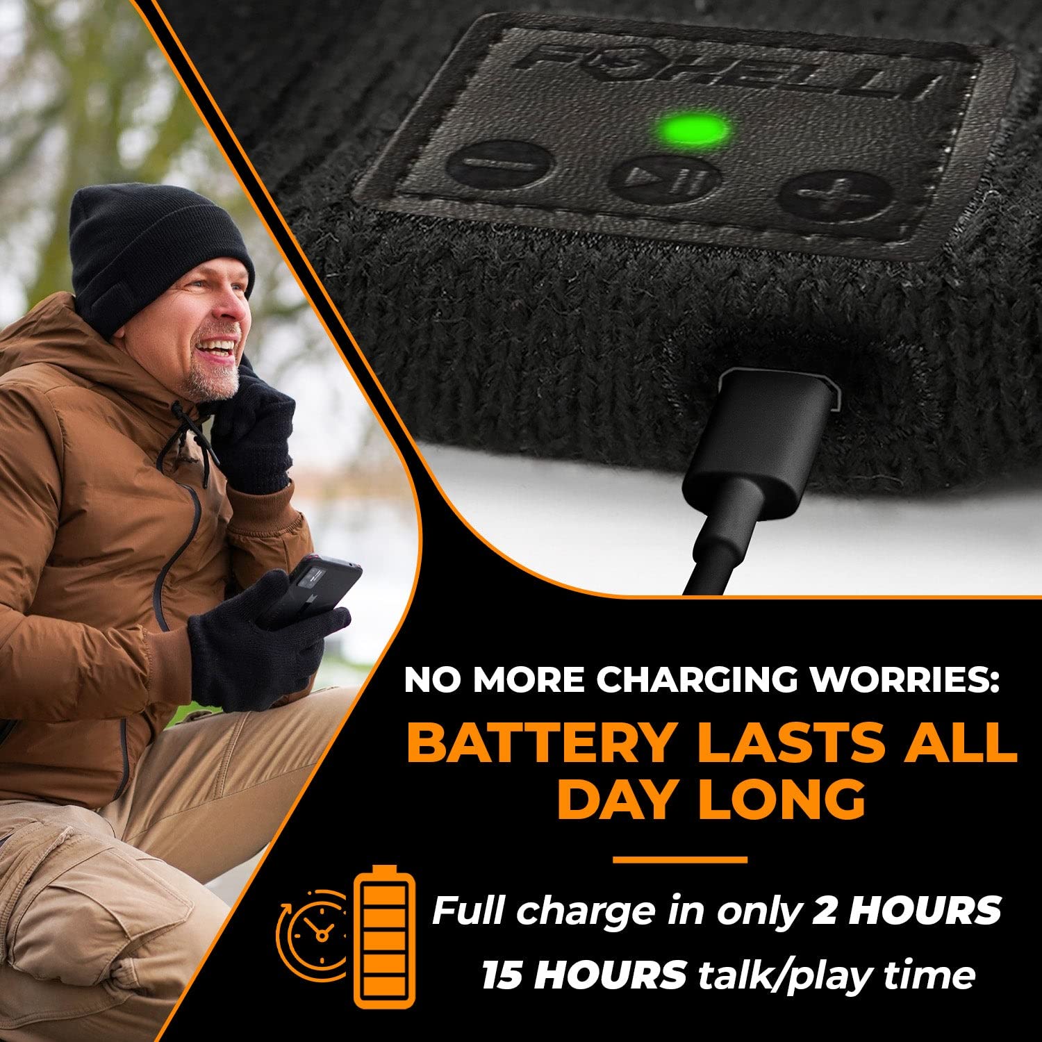 Foxelli Bluetooth Beanie Hat with Built-in Headphones - Wireless Winter Beanie for Men & Women - Perfect Tech Gift for Music Lovers, Runners & Outdoor Activities