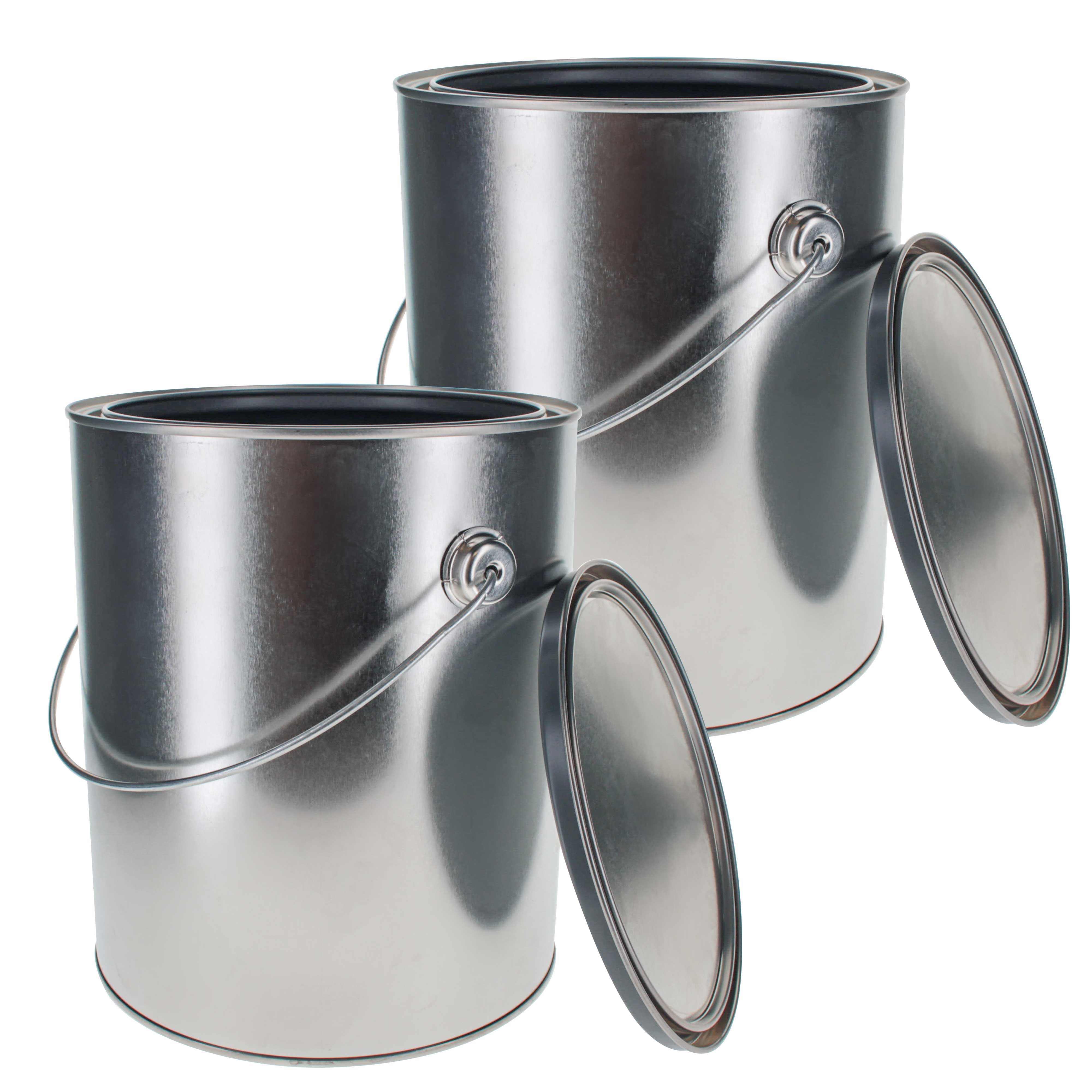 1 Gallon Empty Metal Paint Can with Lid & Bail Handle - 2 Pack, Triple Tight Seal, 128 oz Steel Storage Container for Paint, Coating, Auto - Perfect for Storing Leftover Water-Based Paint in Garage or Workshop