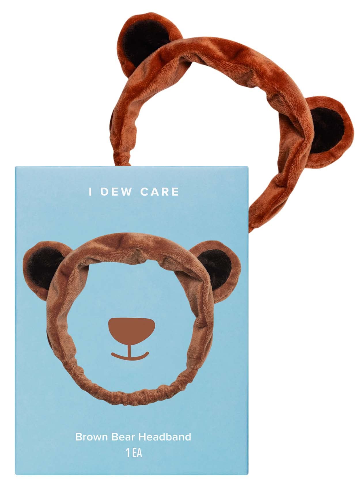 I DEW CARE Mini Scoops + Face Wash Headband Set - Brown Bear Design, 1 Count Skincare Bundle for Gentle Exfoliation & Cleansing | Perfect for Travel & At-Home Spa Days