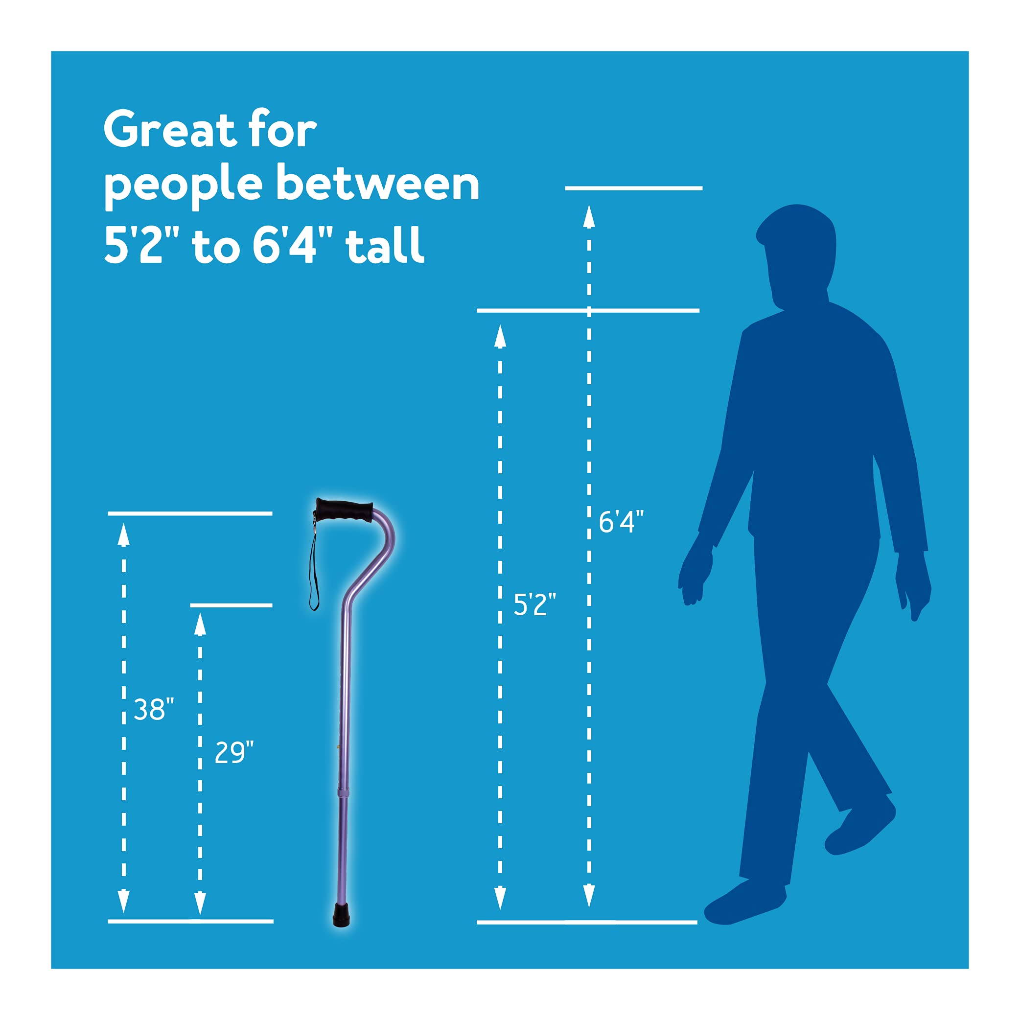 Carex Adjustable Walking Cane with Soft Cushioned Handle - Lightweight Support Cane for Men & Women - Black Mobility Aid for Seniors & Injury Recovery - Indoor & Outdoor Use