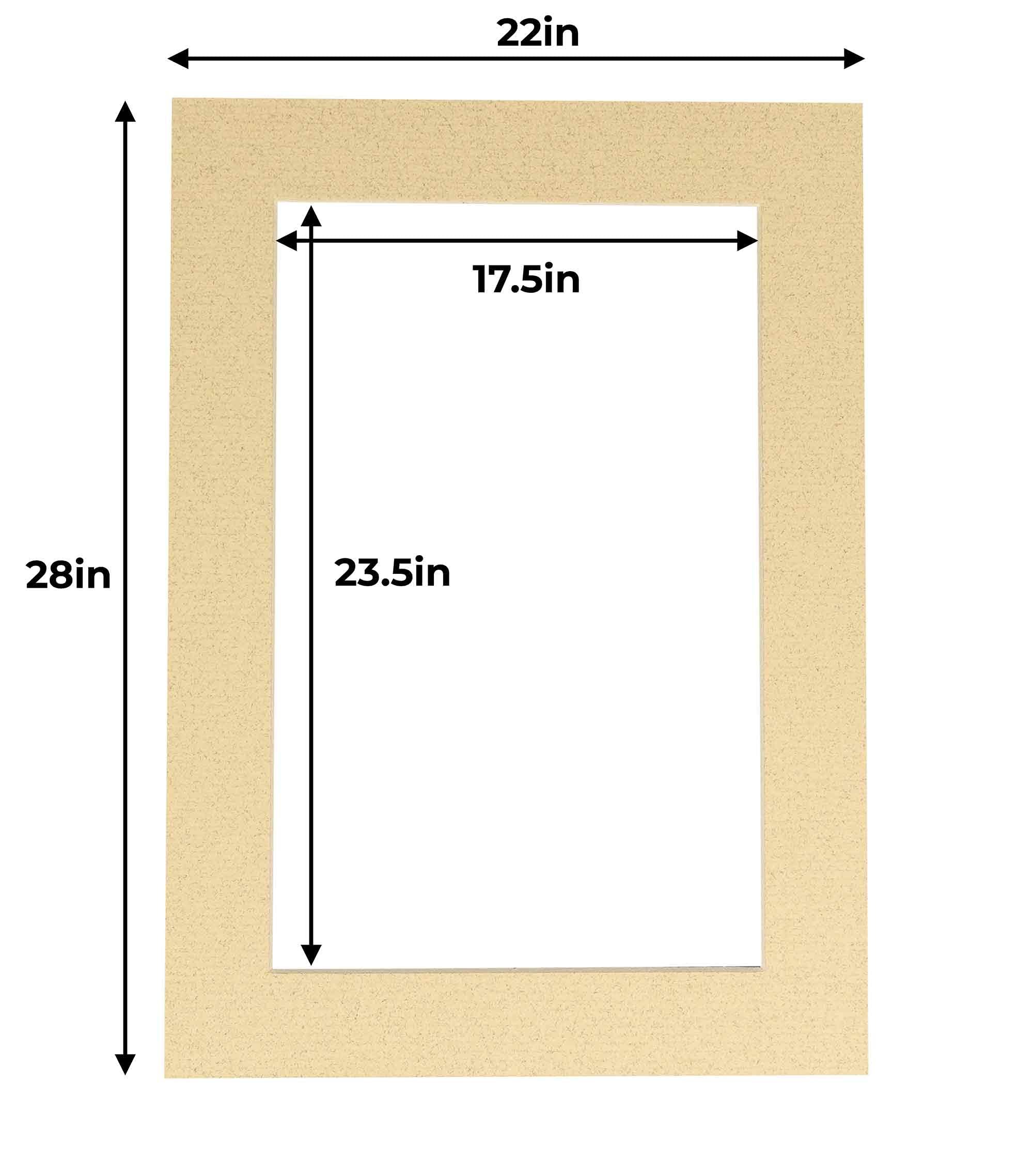 22x28 Inch Precut Tan Picture Matboard - Acid Free Bevel Cut Mat for 18x24 Inch Photos & Artwork - Perfect for Framing, Scrapbooking, and Home Decor Display