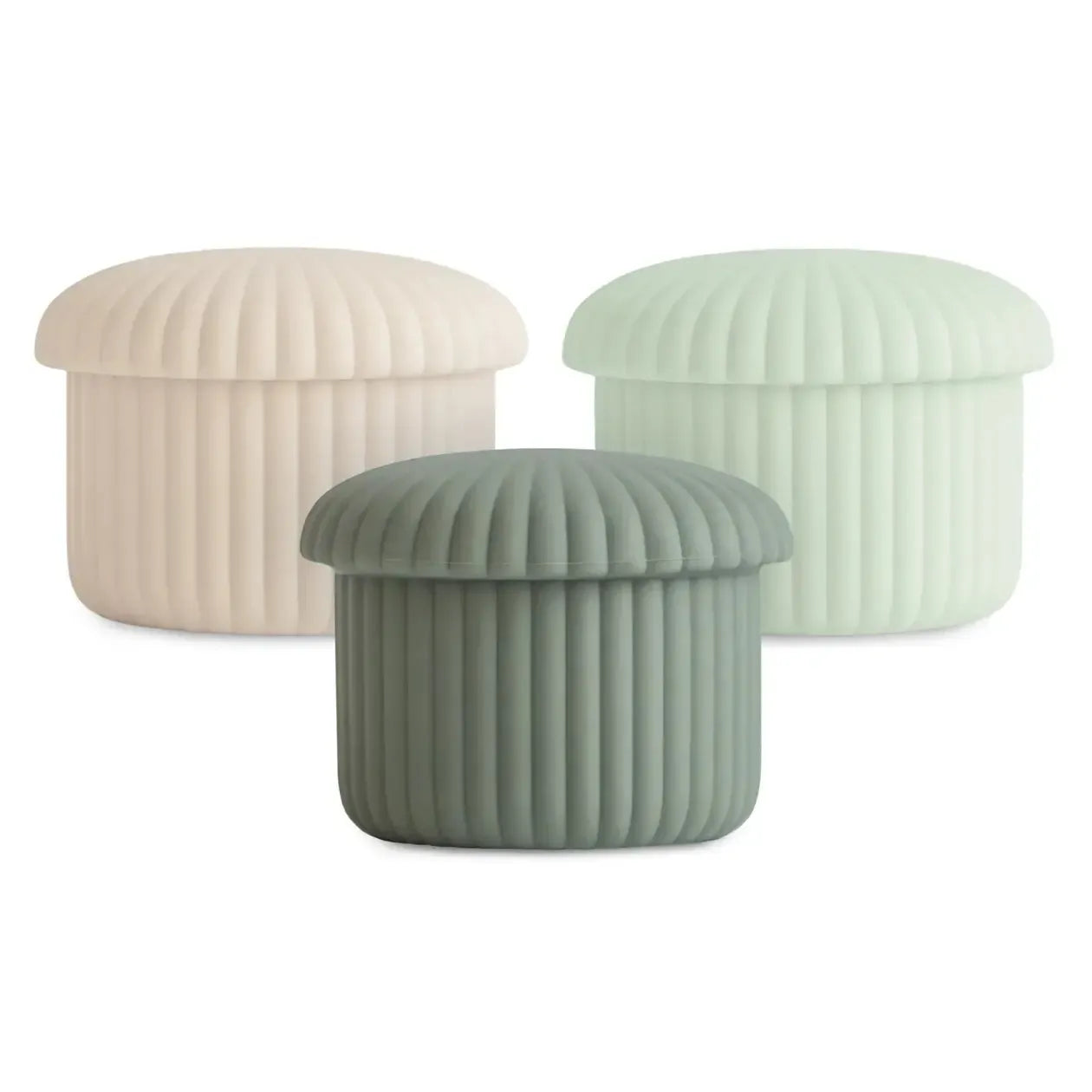 Mushie 3-Pack Silicone Baby Food Storage Containers | BPA-Free, Leak-Proof | Green Combo Set for On-the-Go Feeding, Meal Prep & Snack Storage