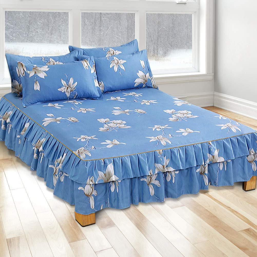 Breathable Bed Skirt with Pillow Cases Set - Queen Size (150x200cm Bed Skirt + 48x74cm Pillow Covers) - Perfect for Bedroom Decor & Guest Room Essentials