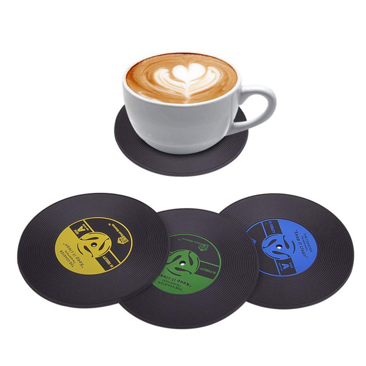 10-Pack Hemoton Retro Round Coasters for Coffee & Drinks - Absorbent Cup Holders, Table Mats for Wedding, Home & Office Use