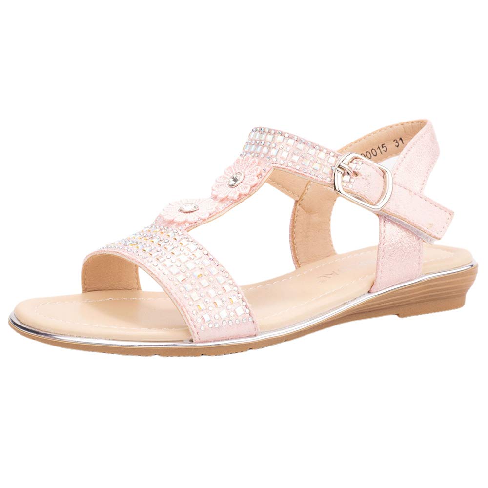 Rommedal Toddler & Little Big Kids Girls Party Wedding Princess Dress Sandals - Platform Wedge Heel Sandals for Special Occasions, Birthday Celebrations & Flower Girl Outfits