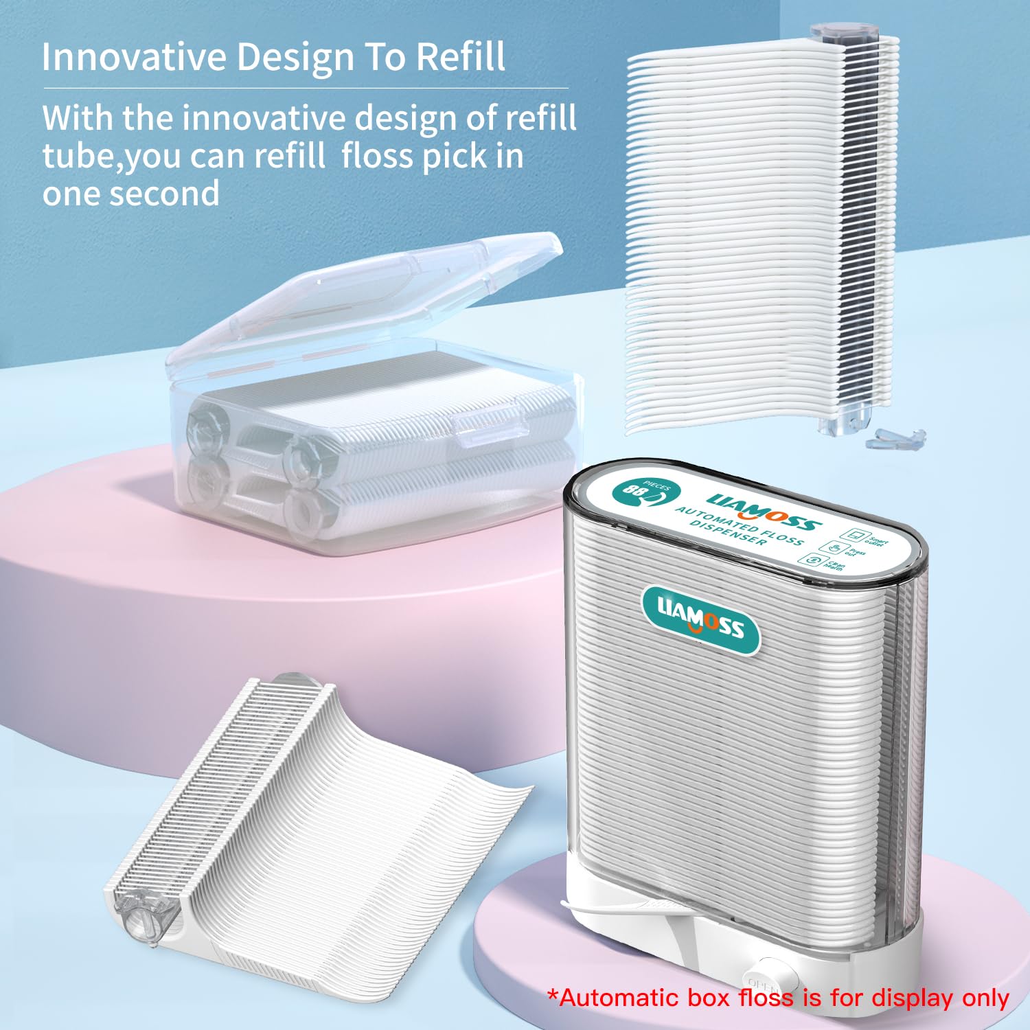 200 Count Dental Floss Picks Dispenser Refill Box - No Shred or Break Smooth Toothpicks for Teeth Cleaning - Fast Replenishment for Home, Office & Travel Use