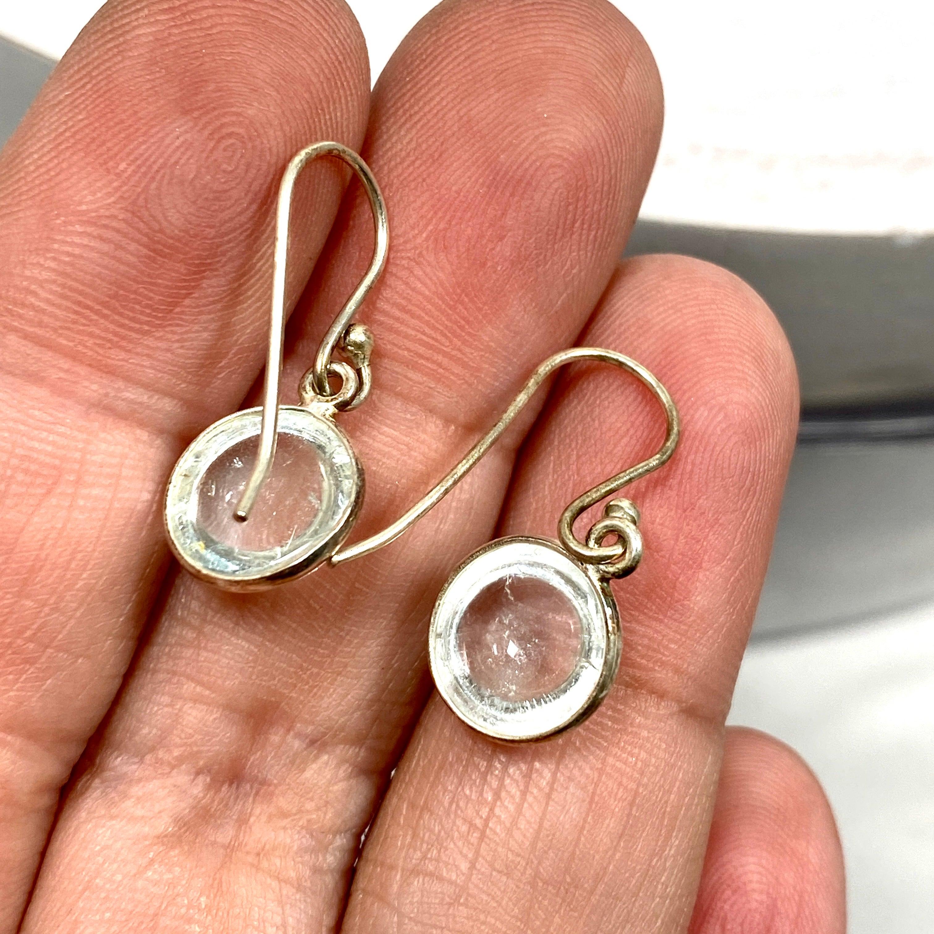 Natural Topaz Circular Cabochon Earrings KEGJ756 – Elegant Handmade Jewelry for Women, Perfect for Weddings, Parties & Gifts