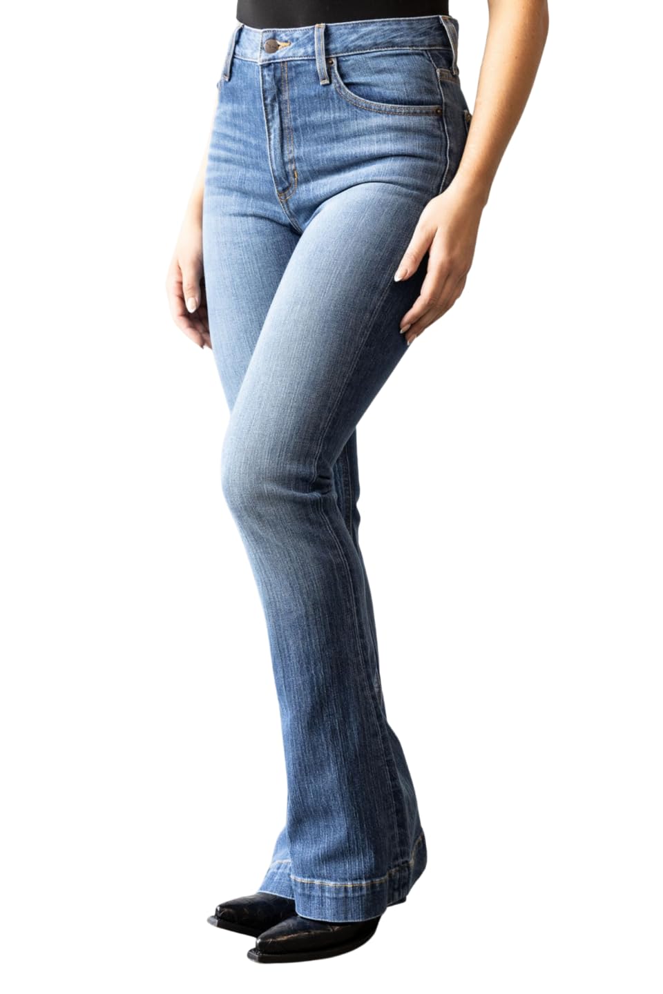 Kimes Ranch Women's Jennifer High Rise Wide Leg Flare Jeans - Durable Western Denim Pants for Casual Wear, Riding & Everyday Comfort
