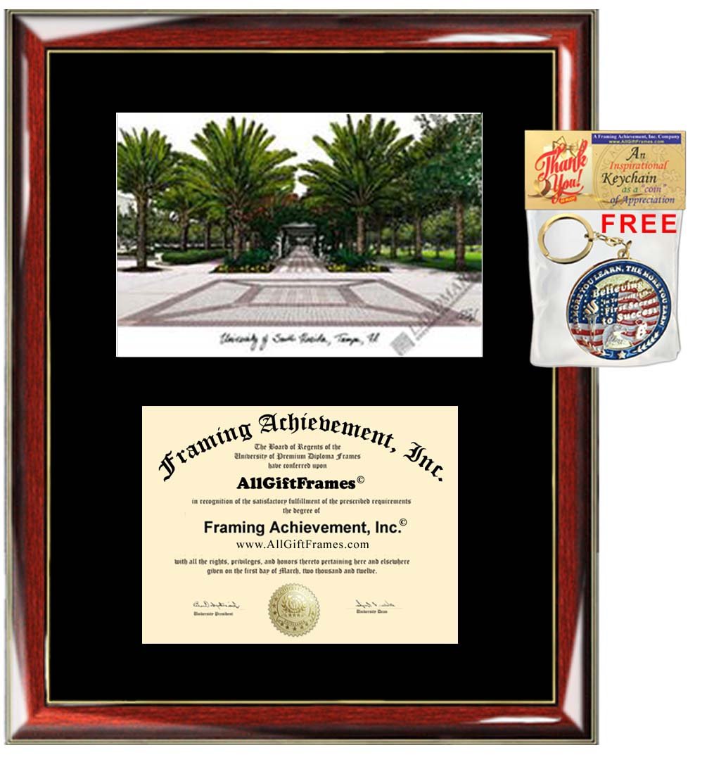 USF Diploma Frame - University of South Florida Graduation Gift with Custom Lithograph | Premium College Degree Display Frame for USF Alumni & Graduates | Perfect for Office, Home Decor or Commencement Gifts