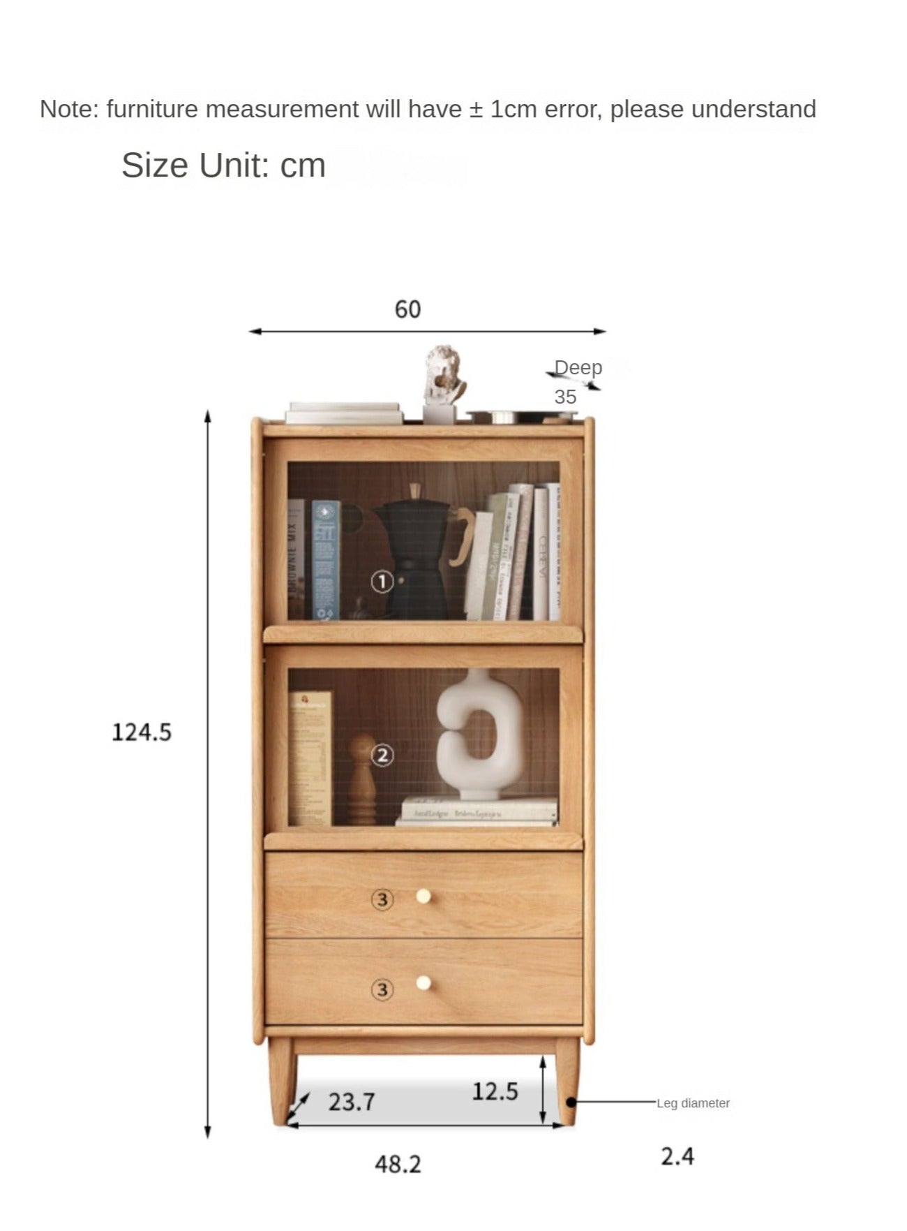 Solid Oak and Ash Wood Flip Door Side Cabinet with LED Lighting - Perfect for Living Room, Bedroom, or Office Storage and Display