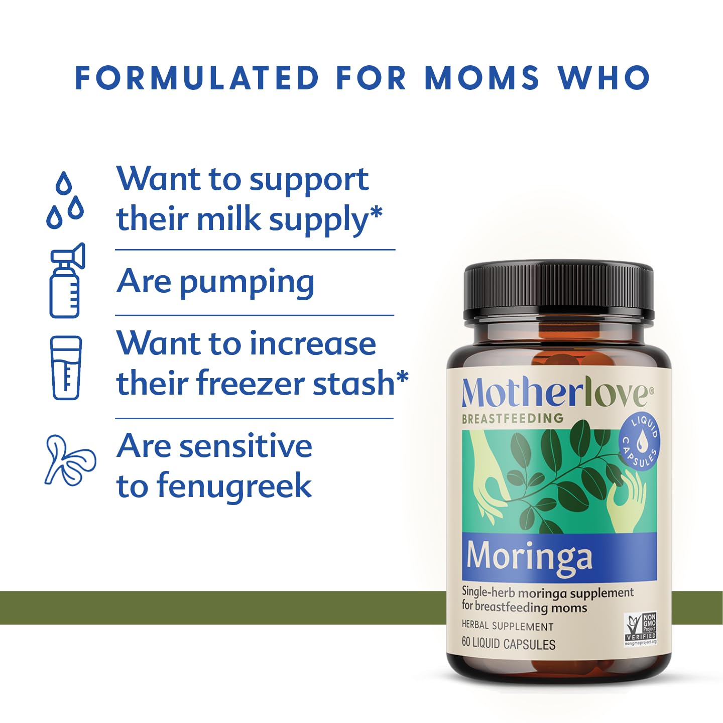 Motherlove Moringa Lactation Supplement (240 Capsules) - Organic, Non-GMO, Vegan & Kosher Herbal Support for Breast Milk Supply | Postpartum Nursing & Breastfeeding Aid for New Moms