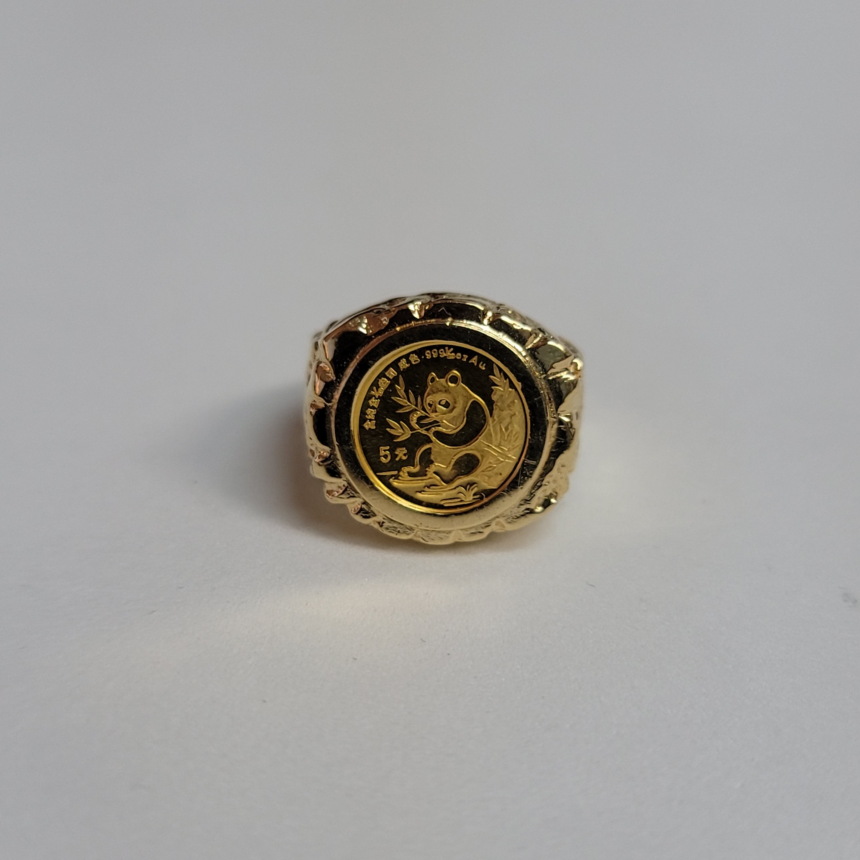 1991 China Panda Gold Coin Ring - 1/20 oz .999 Fine Silver Collectible Jewelry for Men & Women | Perfect Gift for Coin Collectors, Anniversary & Special Occasions