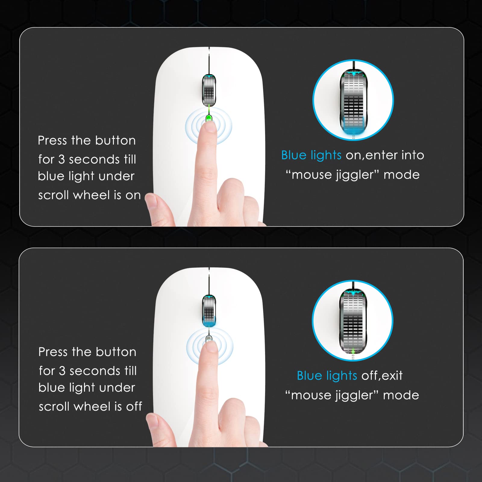 Wireless Rechargeable Gaming Mouse - Lightweight Honeycomb Design with RGB Backlit, Ergonomic Grip & USB Receiver for PC, Mac, Laptop - Perfect for Esports, FPS Games & Office Work (White)