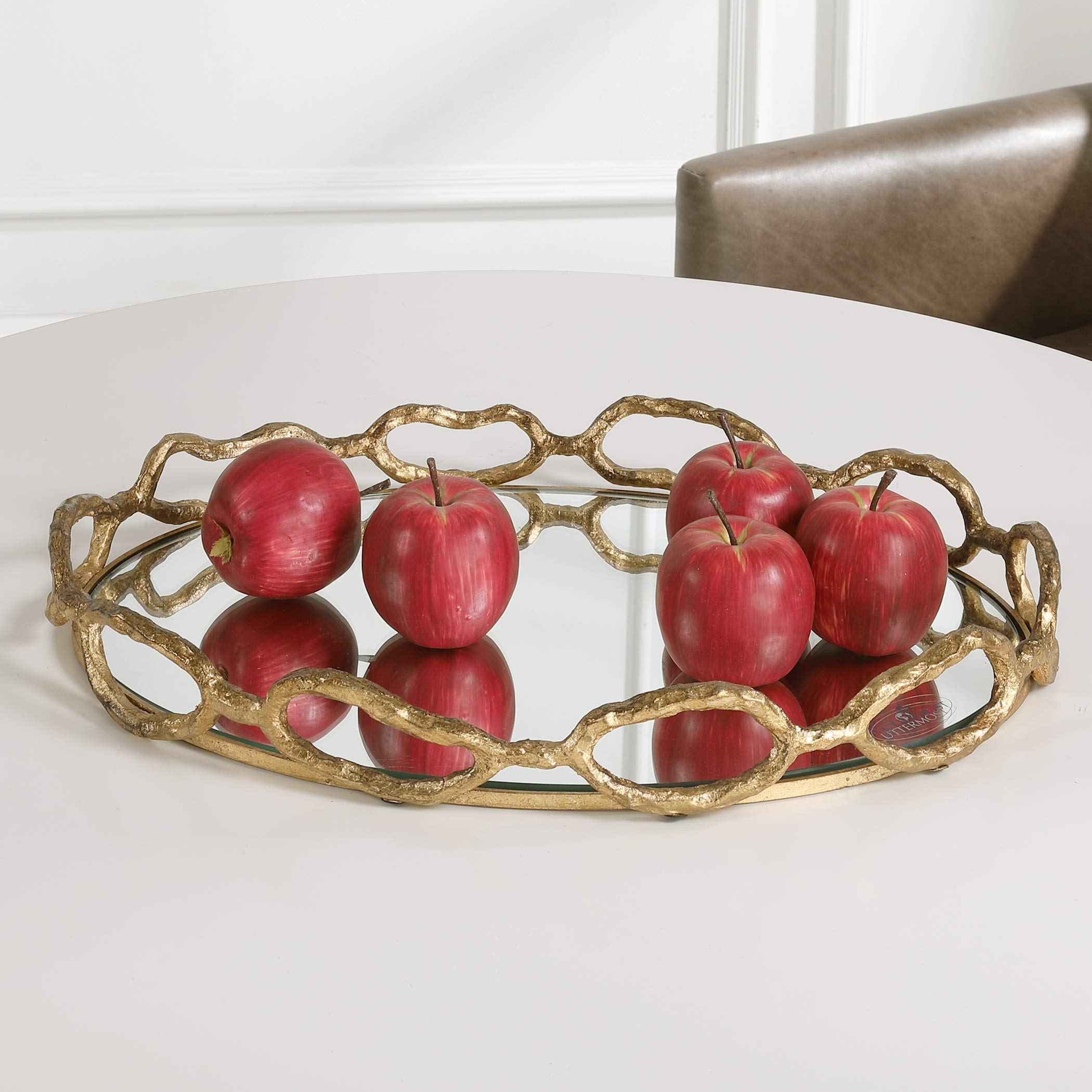 Mirrored Tray with Cable Chain - Elegant Home Decor for Jewelry & Essentials