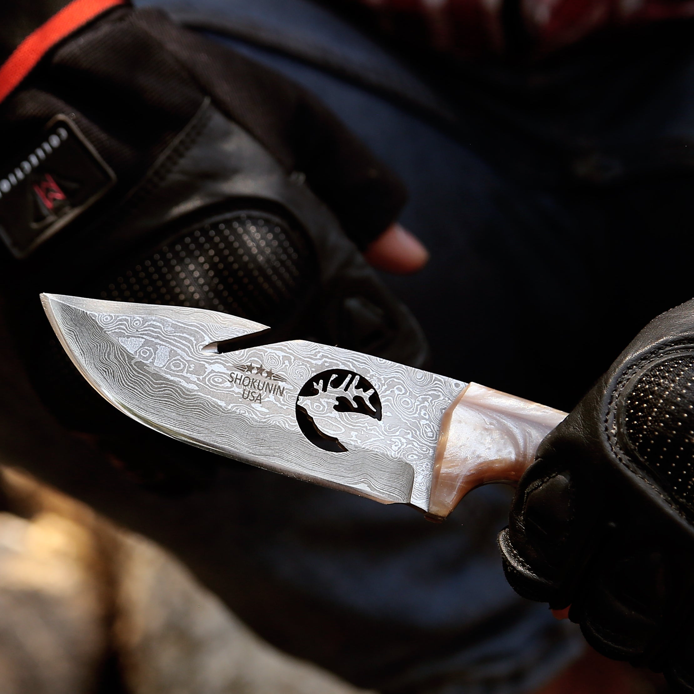 Premium Fusion Gut Hook Hunting Knife with Mother of Pearl Handle - Perfect for Field Dressing, Skinning Game, and Outdoor Survival Adventures