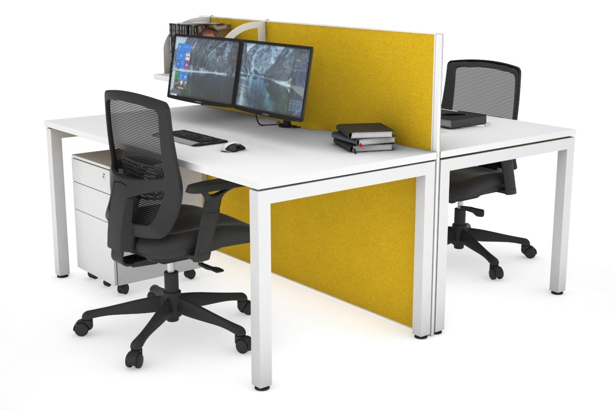 Horizon Quadro 2-Person Office Workstation Bench with Square Legs - 1800L x 800W Dimensions, Cable Management Scallop - Perfect for Shared Workspaces & Collaborative Office Environments