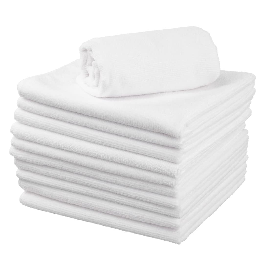 Restaurantware Clean Tek Professional 16x16 Inch Microfiber Cleaning Cloths - 100 Pack Lint-Free, Highly Absorbent & Non-Abrasive White Towels for Kitchen, Restaurant, and Household Use - Reusable Multi-Purpose Cleaning Rags