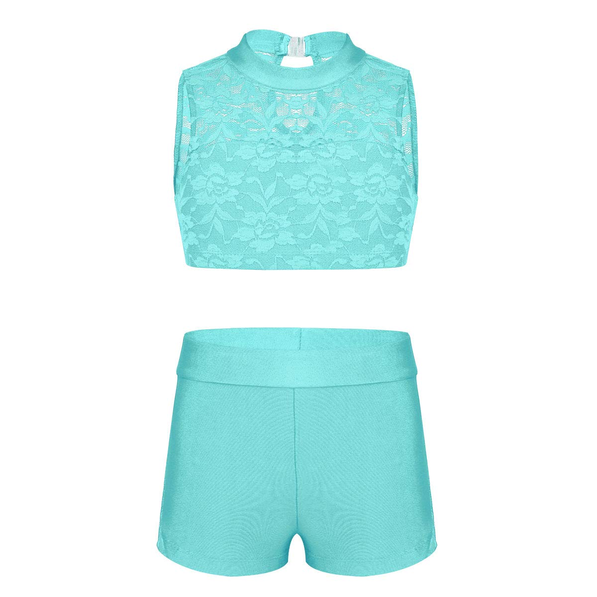 TiaoBug Girls' 2-Piece Active Shorts Set - Athletic Crop Top & Booty Shorts for Dance, Gymnastics, Workout | Perfect for Ballet, Gym, Yoga & Casual Wear