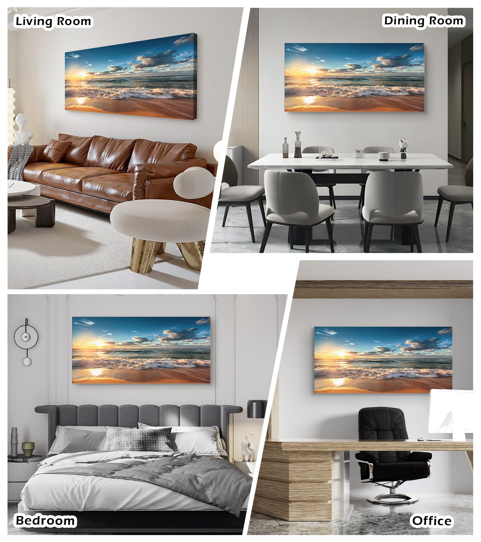 DBLAKI DB3562 Framed Beach Sunset Ocean Wall Art - Stunning Cloudscape & Sunrise Photography Canvas Print, Ready to Hang for Living Room, Bedroom & Office Decor | Coastal Nature Pictures for Beach House & Seaside Theme