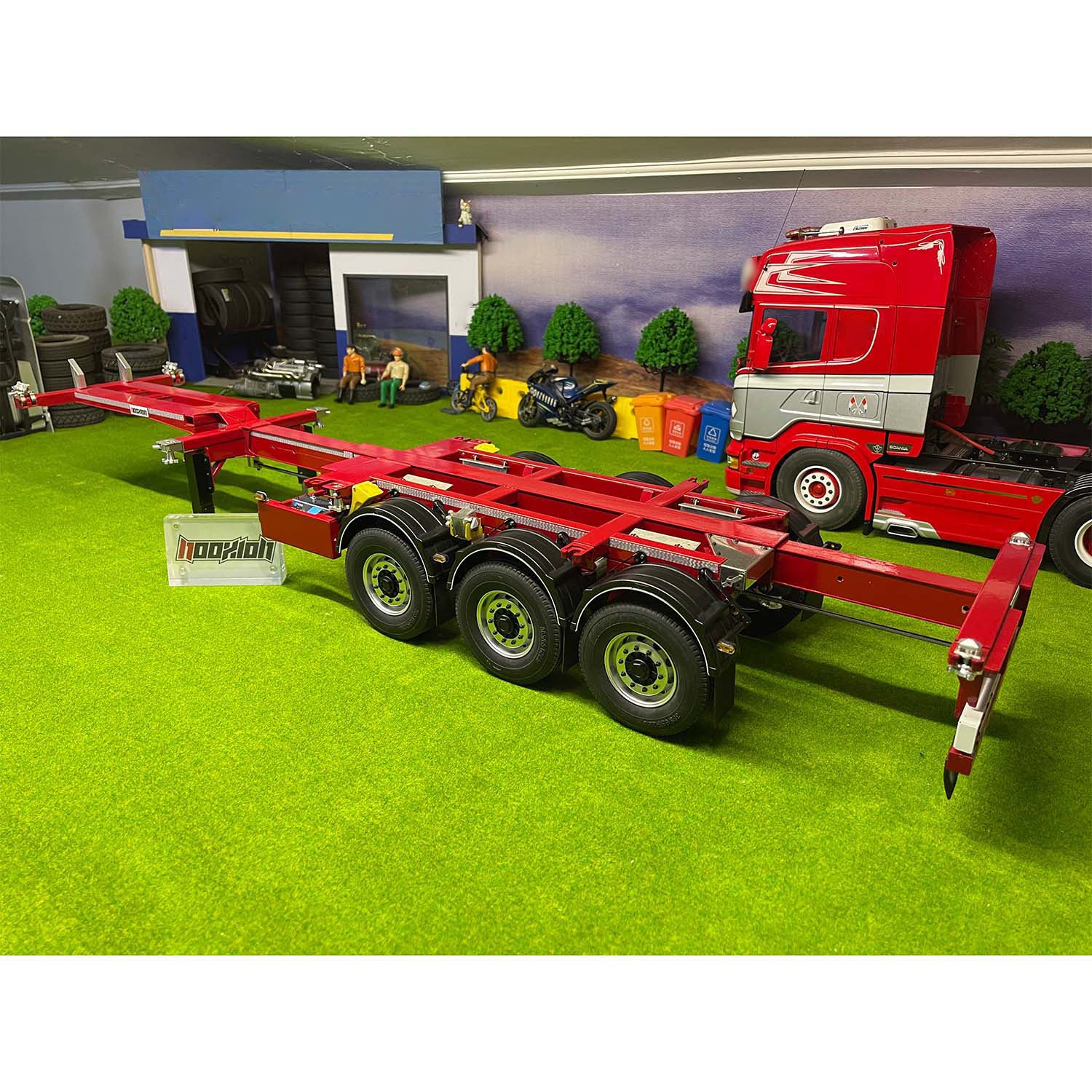 FuryBear 3-Axle Stretchable Frame Trailer for 1/14 Scale RC Tractor Trucks | DIY Radio Controlled Car Accessory | Perfect for Hobby Models & Servo Upgrades | Ideal for RC Truck Shows & Off-Road Simulation