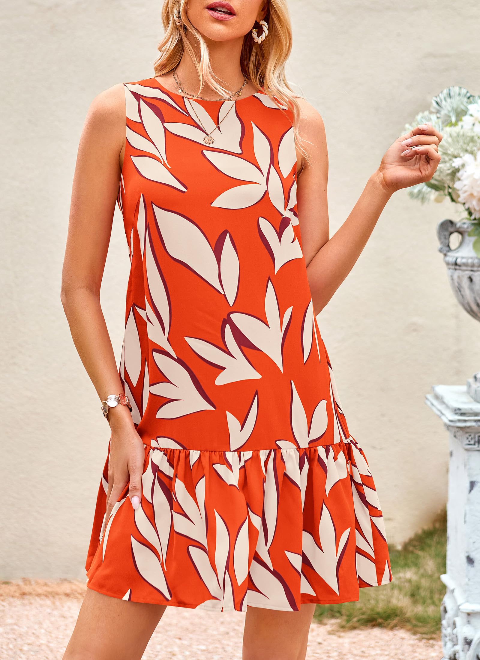 PRETTYGARDEN Women's Boho Floral Mini Dress - Sleeveless Backless Summer Sundress for Wedding Guest, Beach Vacation & Casual Outings | Perfect for Tropical Getaways, Date Nights & Pool Parties