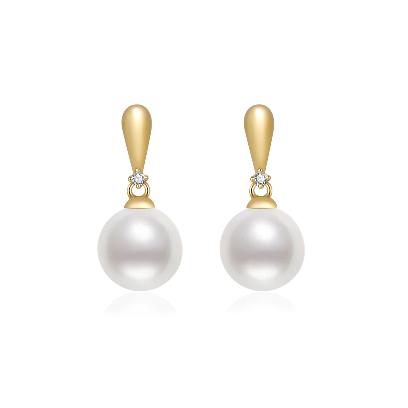 18K Solid Gold Diamond Freshwater Pearl Earrings for Women - Luxury Dangle Earrings for Wedding, Party & Special Occasions - KE00115