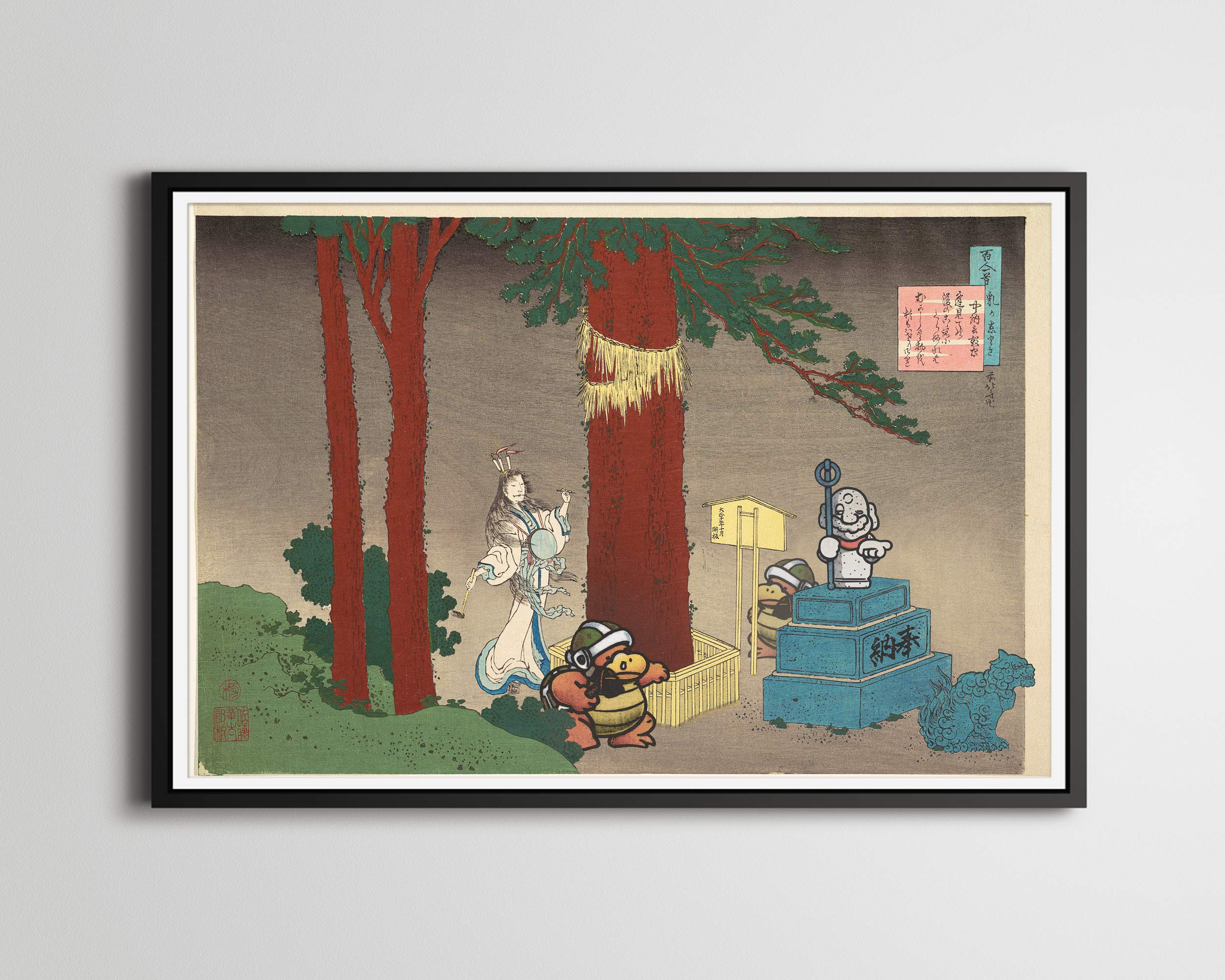 Tanooki Mario Hokusai Painting Poster - Super Mario Bros 3 Nintendo Wall Art (24x36 Inch) - Japanese Wave Inspired Gaming Decor for Bedroom, Office & Game Room