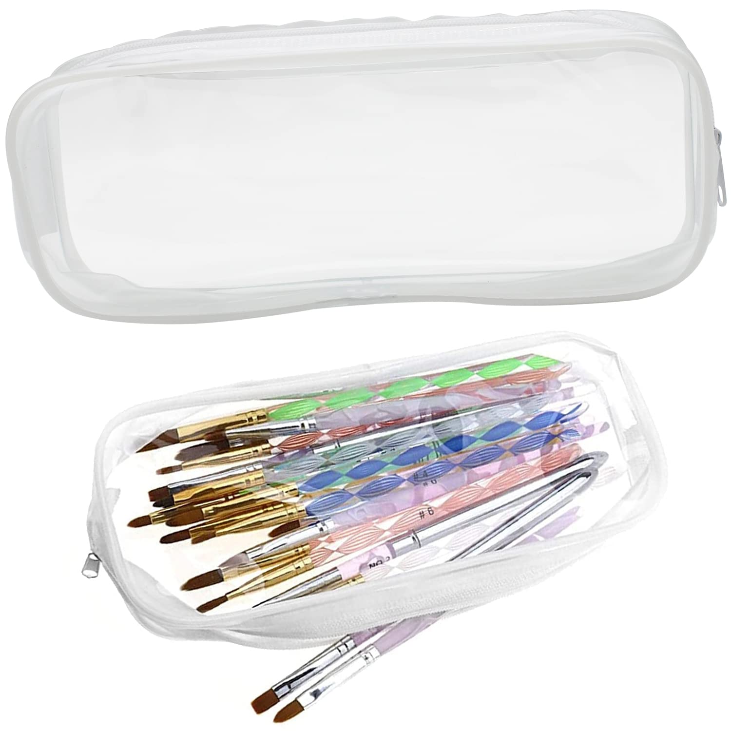 LYMGS Clear PVC Pencil Case - Transparent Waterproof Zippered Storage Pouch for School, Office & Travel - Exam Approved Pen Organizer & Makeup Toiletry Bag (White, 1 Pack) - Perfect for Students, Adults & Professionals