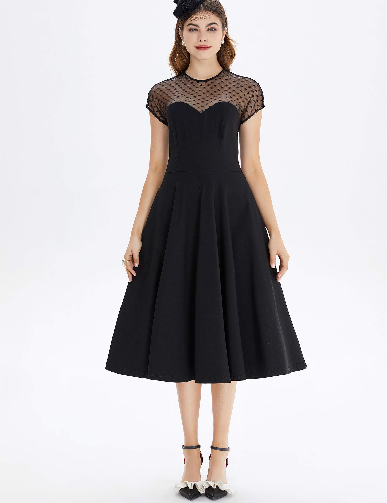 GownTown 1950s Vintage Women's Midi Shirt Dress - Elegant Cocktail Dress with Adjustable Belt | Perfect for Parties, Weddings & Retro-Themed Events