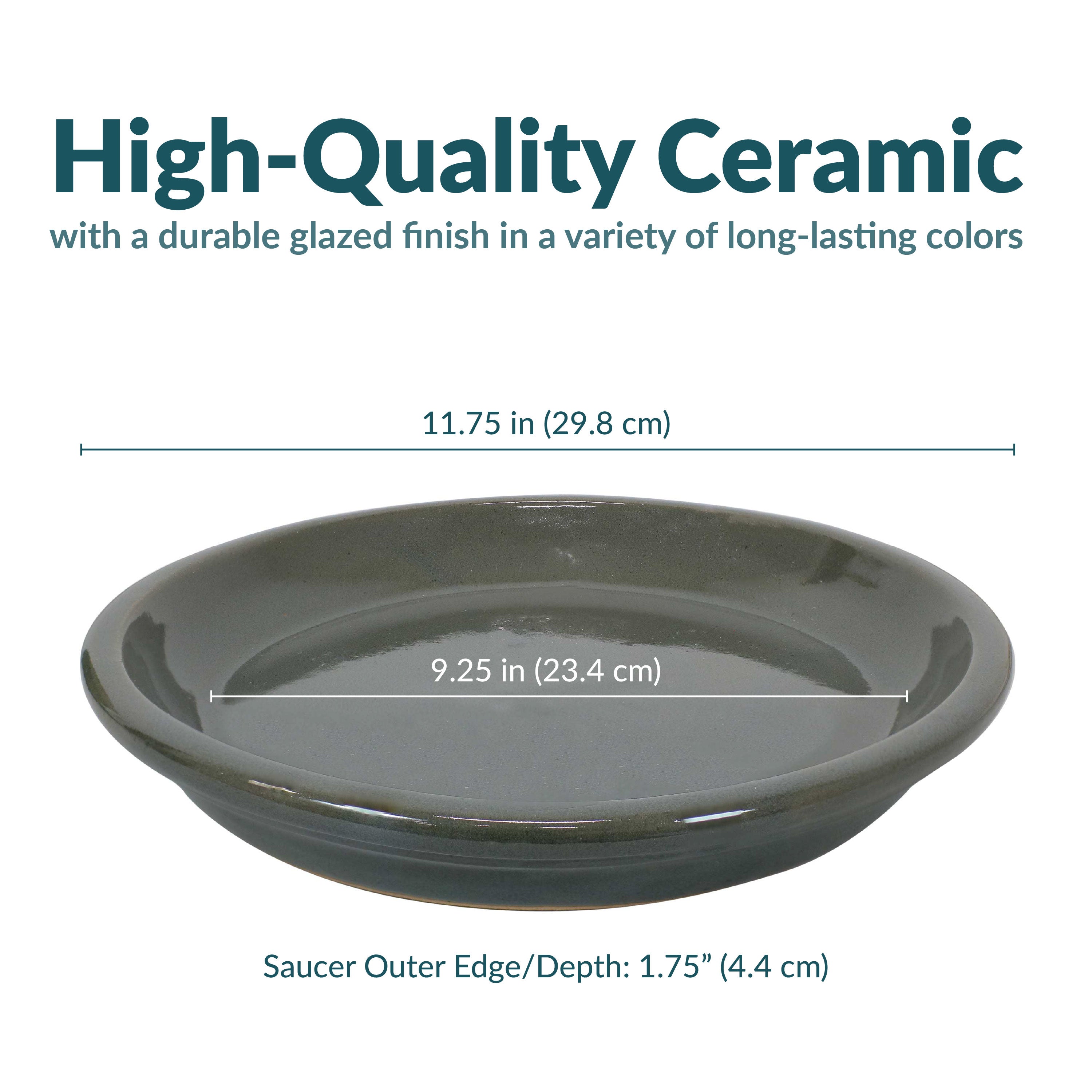 Sunnydaze 2-Pack Glazed Ceramic Planter Saucers for Indoor & Outdoor Plants - Drainage Trays for Flower Pots, Garden Decor, and Home Décor