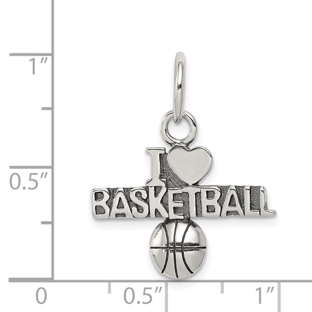 925 Sterling Silver Antique Heart Basketball Charm Pendant - Perfect for Necklaces, Bracelets & Jewelry Making - Great Gift for Basketball Lovers & Sports Fans